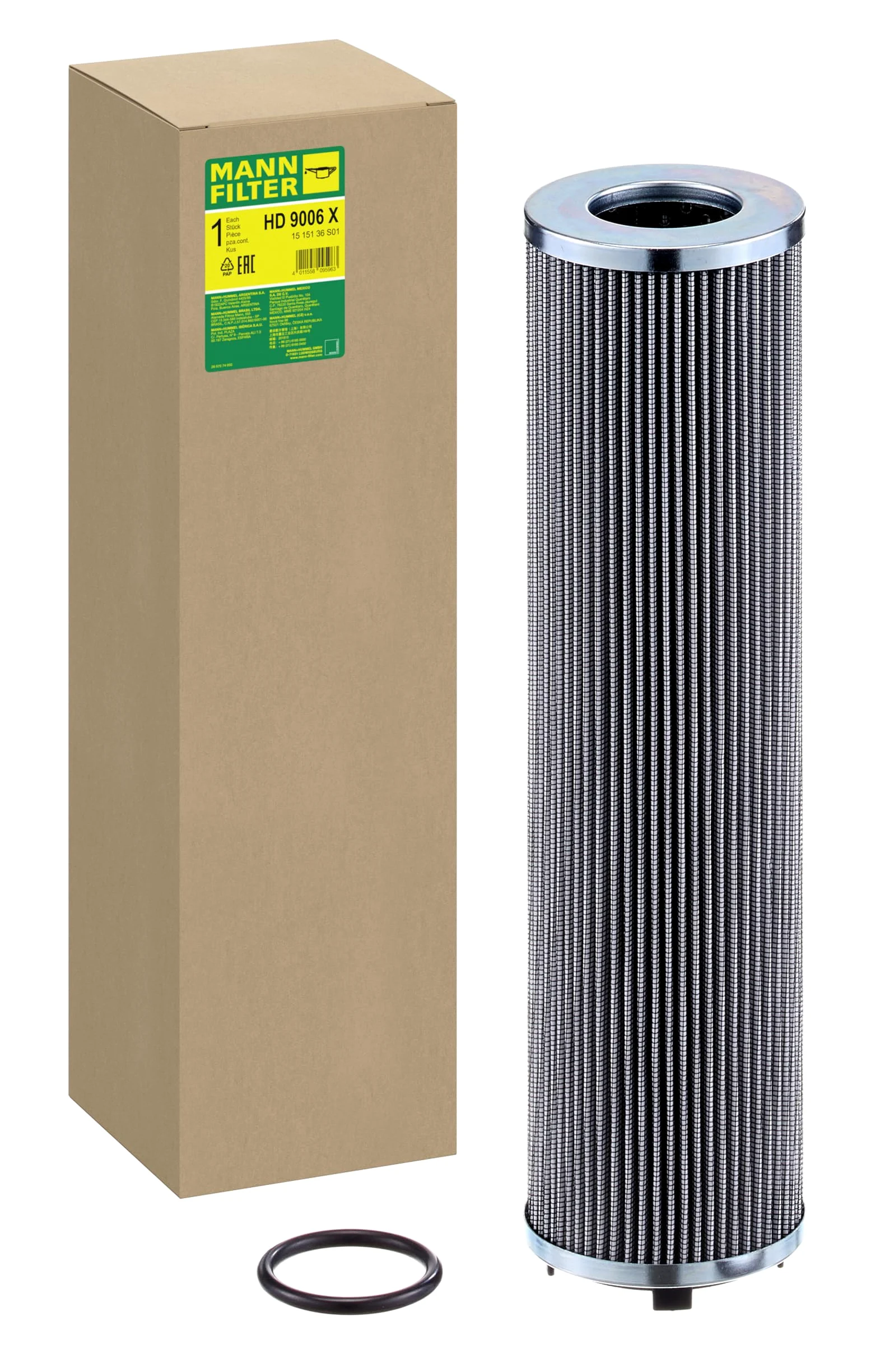 MANN-FILTER, HD 9006 x Hidráulico | Para Off-Highway, Pureza fluido hidráulico, Filtración máxima, Protección sistema hidráulico, Calidad original OE