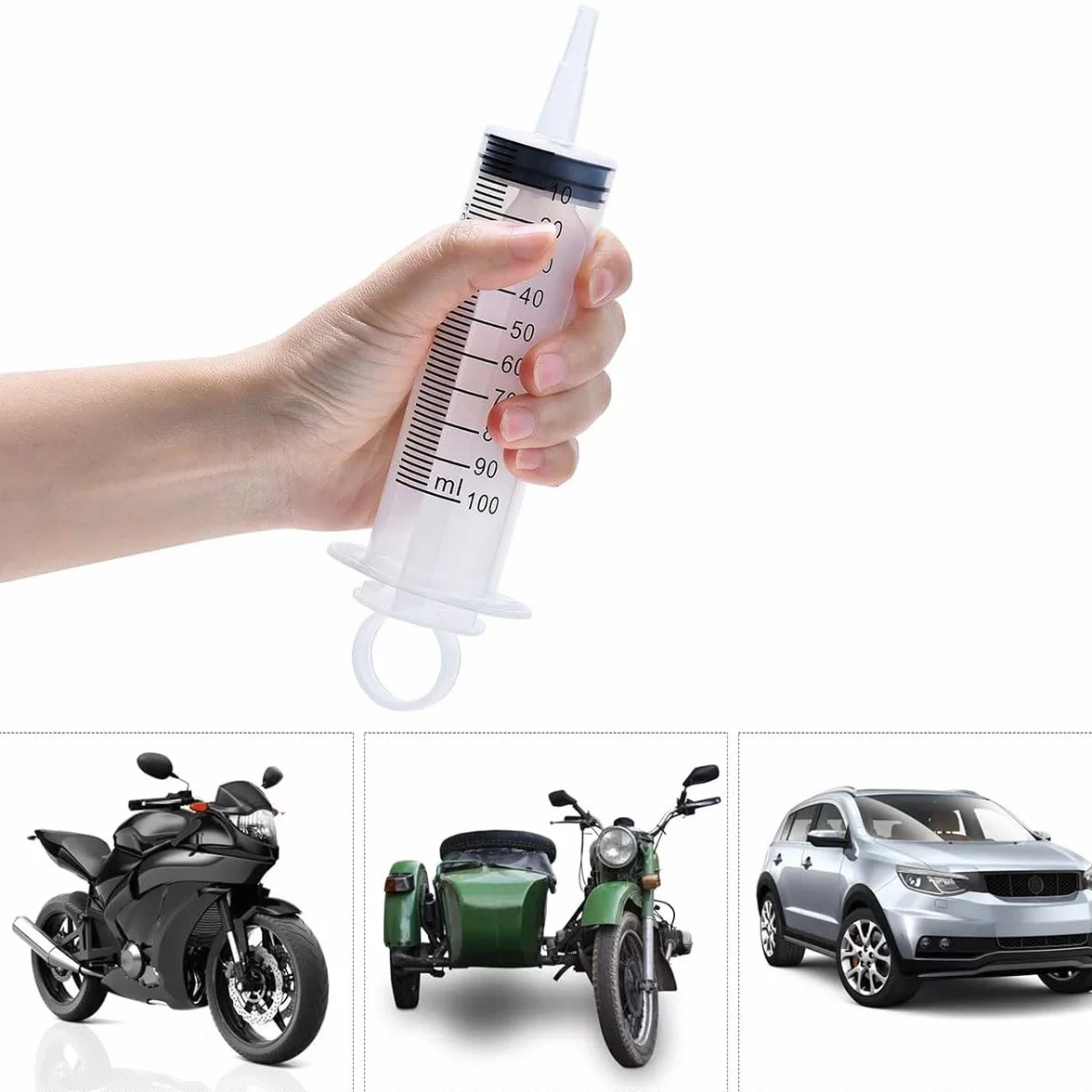 Kit de purga de freno de motocicleta con manguera de 50 cm, jeringa de embrague hidráulico 100 ml, sistema de disco para aceite
