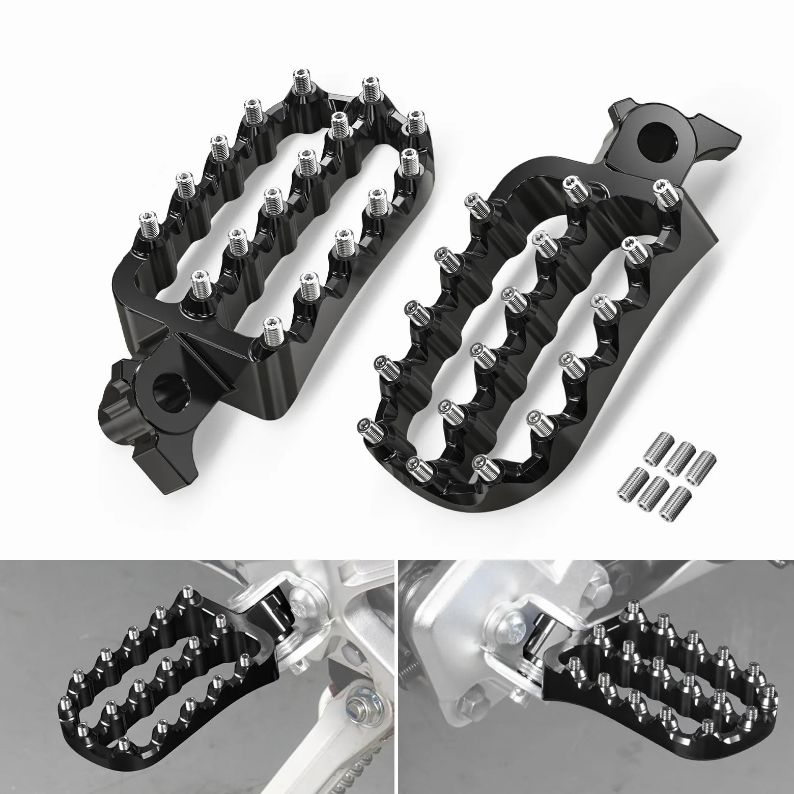 NICECNC Reposapiés Ancho | Compatible with Yamaha Tenere700 XTZ 700 2019-2024, Estribo Alargado Alargado 6061 Aluminio, Negro