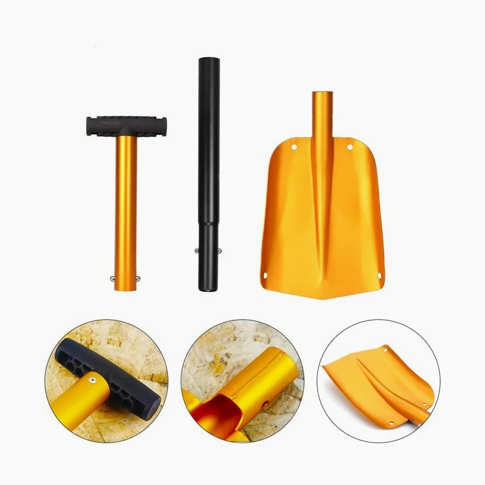 Rascador de hielo para coche Pala Plegable Retráctil, Herramientas Supervivencia Pala Nieve Para Exteriores Aleación Aluminio Pala Hielo Herramienta Removedora De Nieve Invierno Rascadores de hielo pa