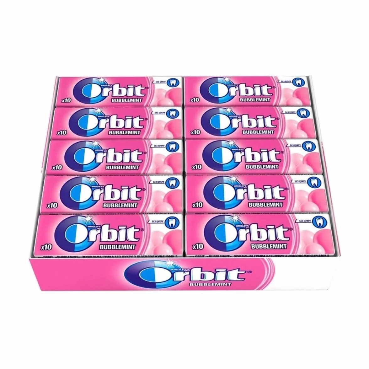 ORBIT BUBBLEMINT SIN AZUCAR GRAGEAS 30 x 10