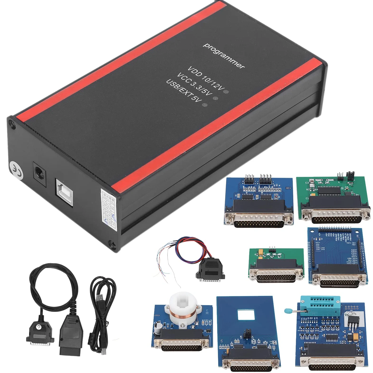 Escáner de Lector de código de automóvil, Kit de Programador de Llave de automóvil Profesional de 12 Piezas, escáner de automóvil Multifuncional con adaptadores completos