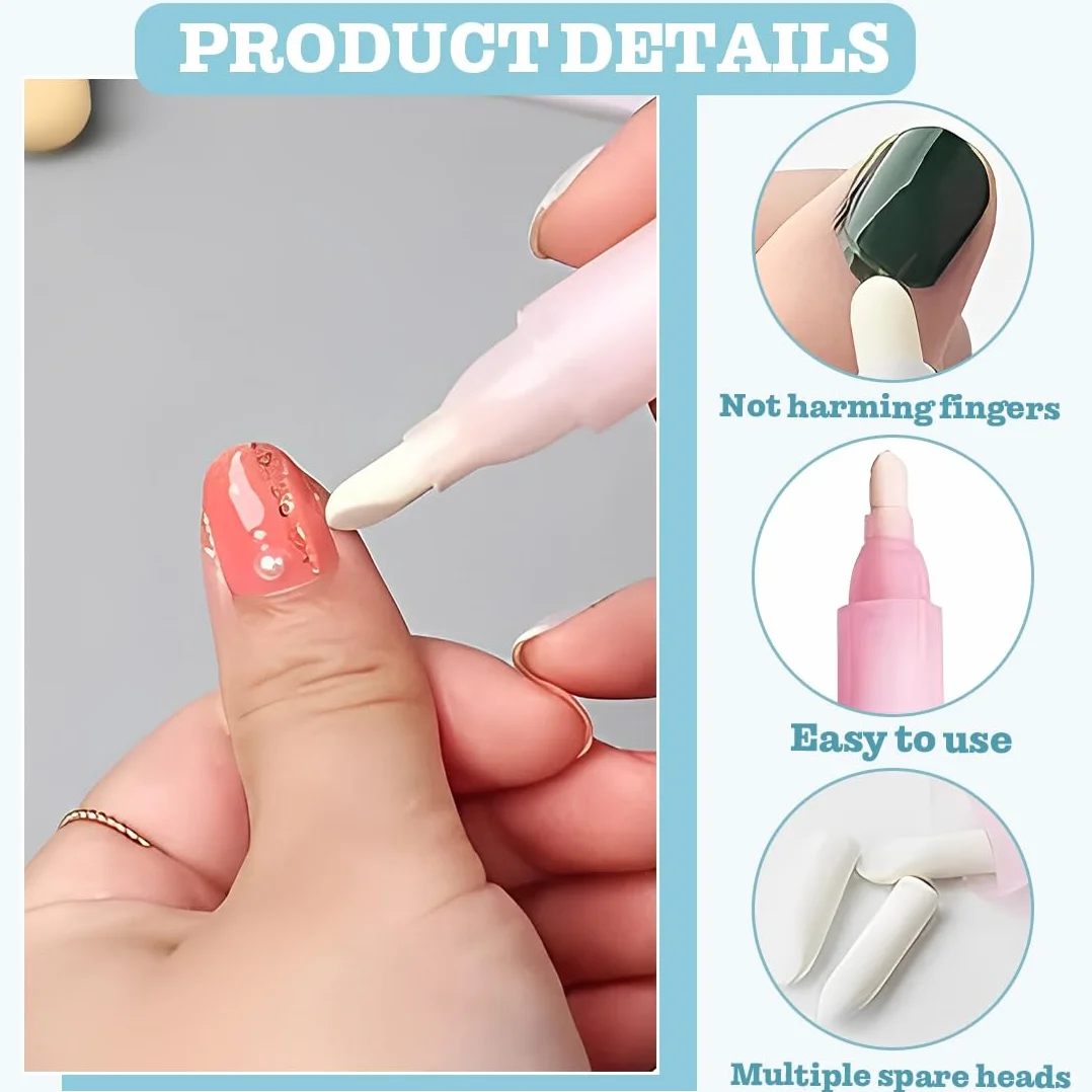 Lápiz corrector de esmalte de uñas 4 piezas con 12 puntas de repuesto sin disolvente