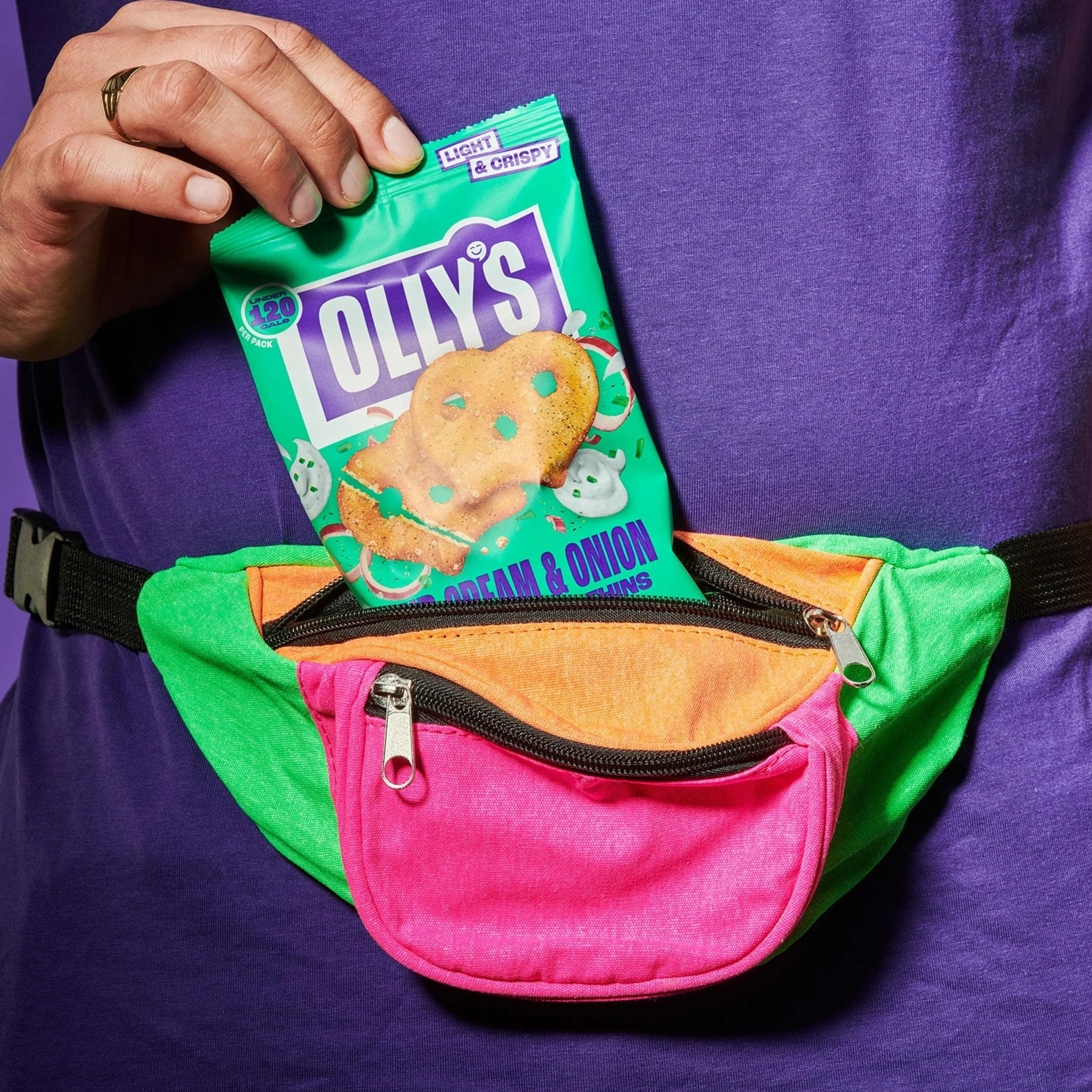 Olly's Pretzels horneados Sabor a Crema Agria y Cebolla, Snacks Veganos, Pack 7 bolsas x 140g