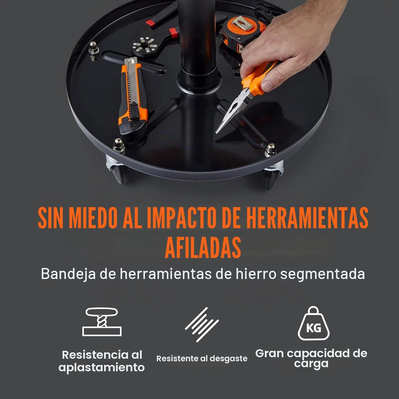 VEVOR Taburete de Taller Móvil Carga de 113,4 kg Taburete Mecánico con Ruedas Asiento de Taller Altura Ajustable con Bandeja de Herramientas Marco Resistente Cómodo Asiento Acolchado para Automóvil