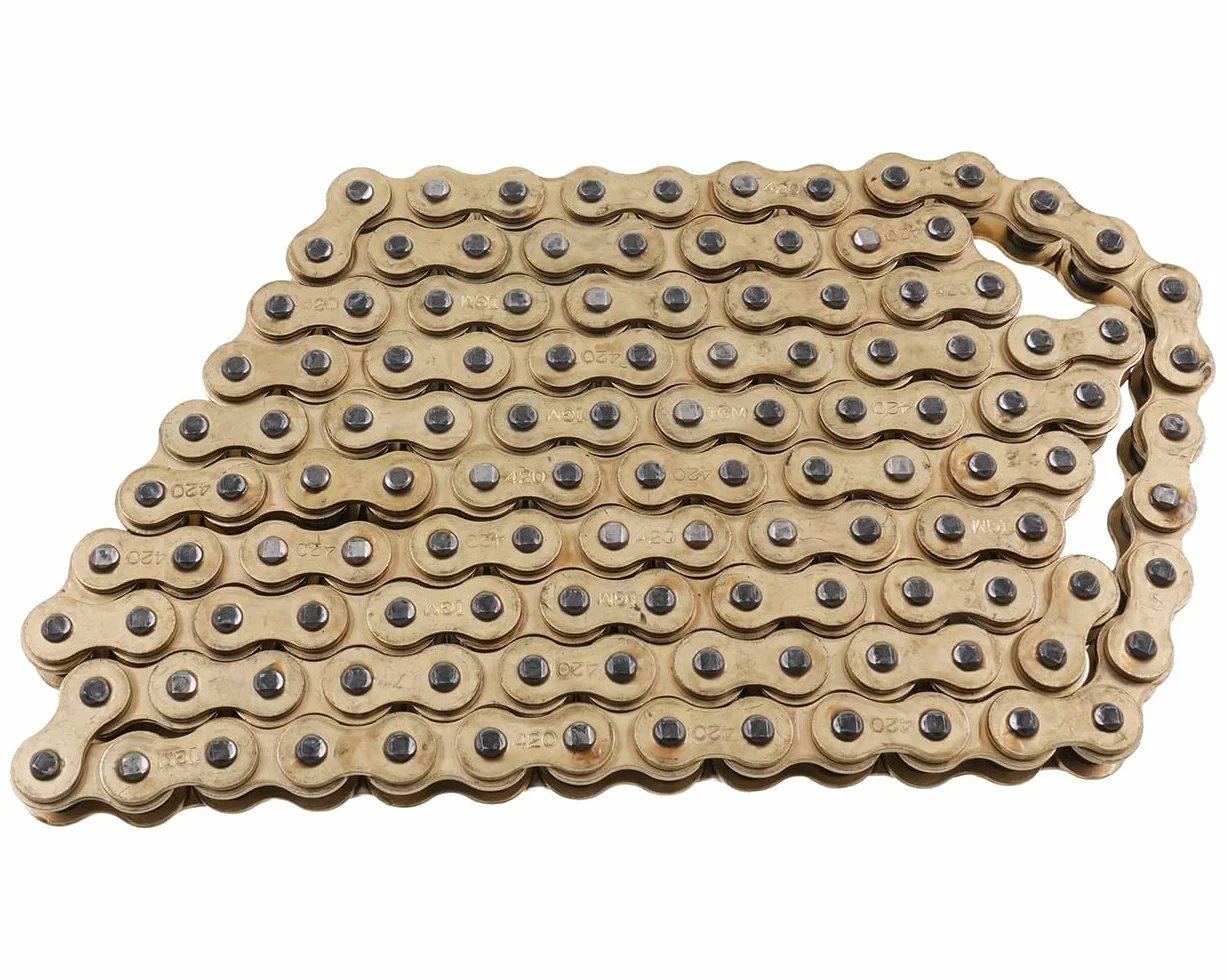 Cadena reforzada abierta dorada 420x122 compatible con Simson S50, S51, mofa, ciclomotor y moto de marchas