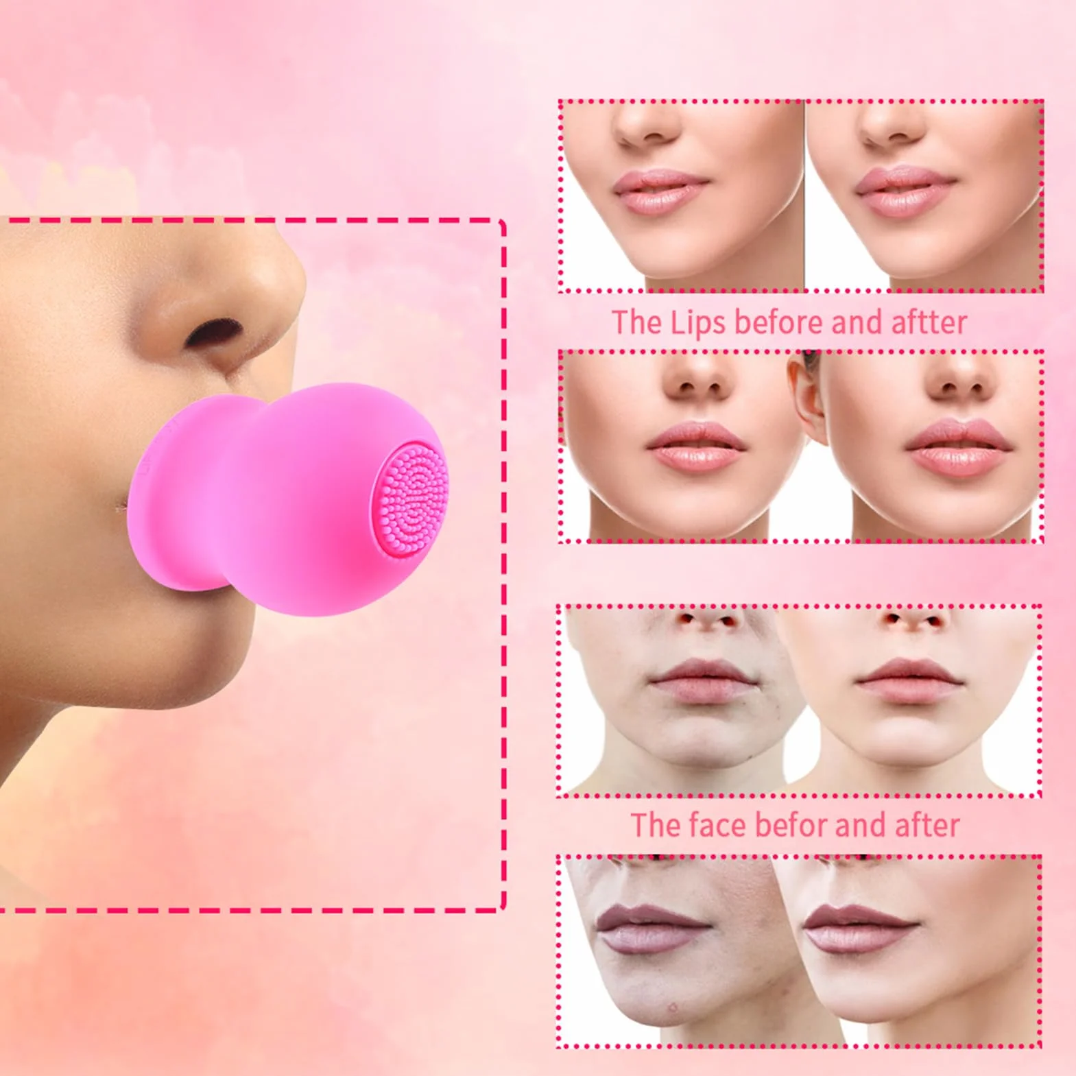 Lip Plumper herramienta de maquillaje silicona con brocha volumen instantáneo para labial diario