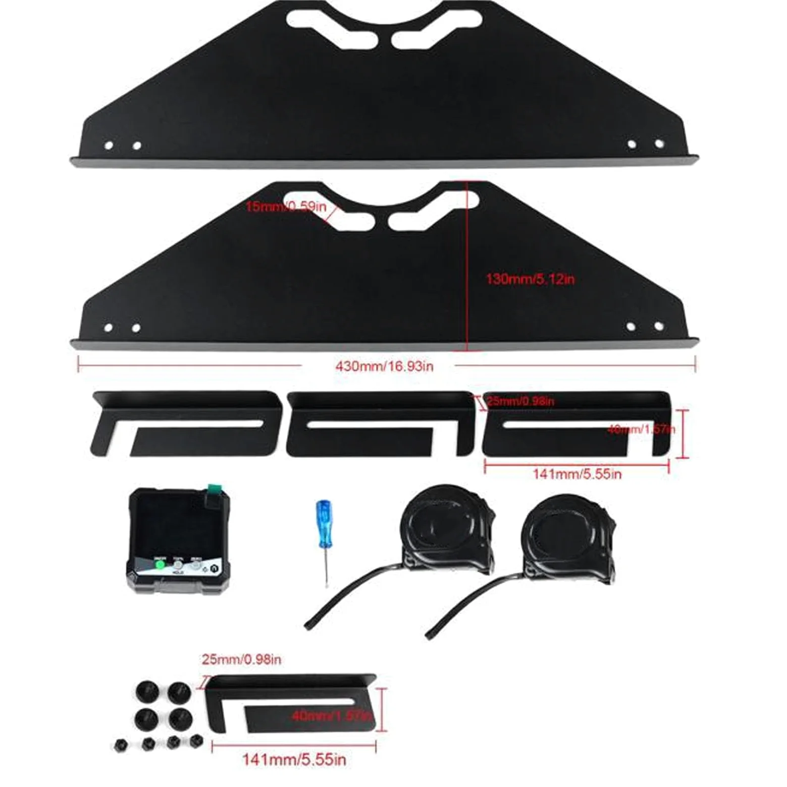 Placas de Herramienta de Alineación de Dedos Herramienta de Alineación de Ruedas de Medición Precisa con 2 Cintas Métricas 1 Buscador de ángulo Digital Automotriz ATV UTV
