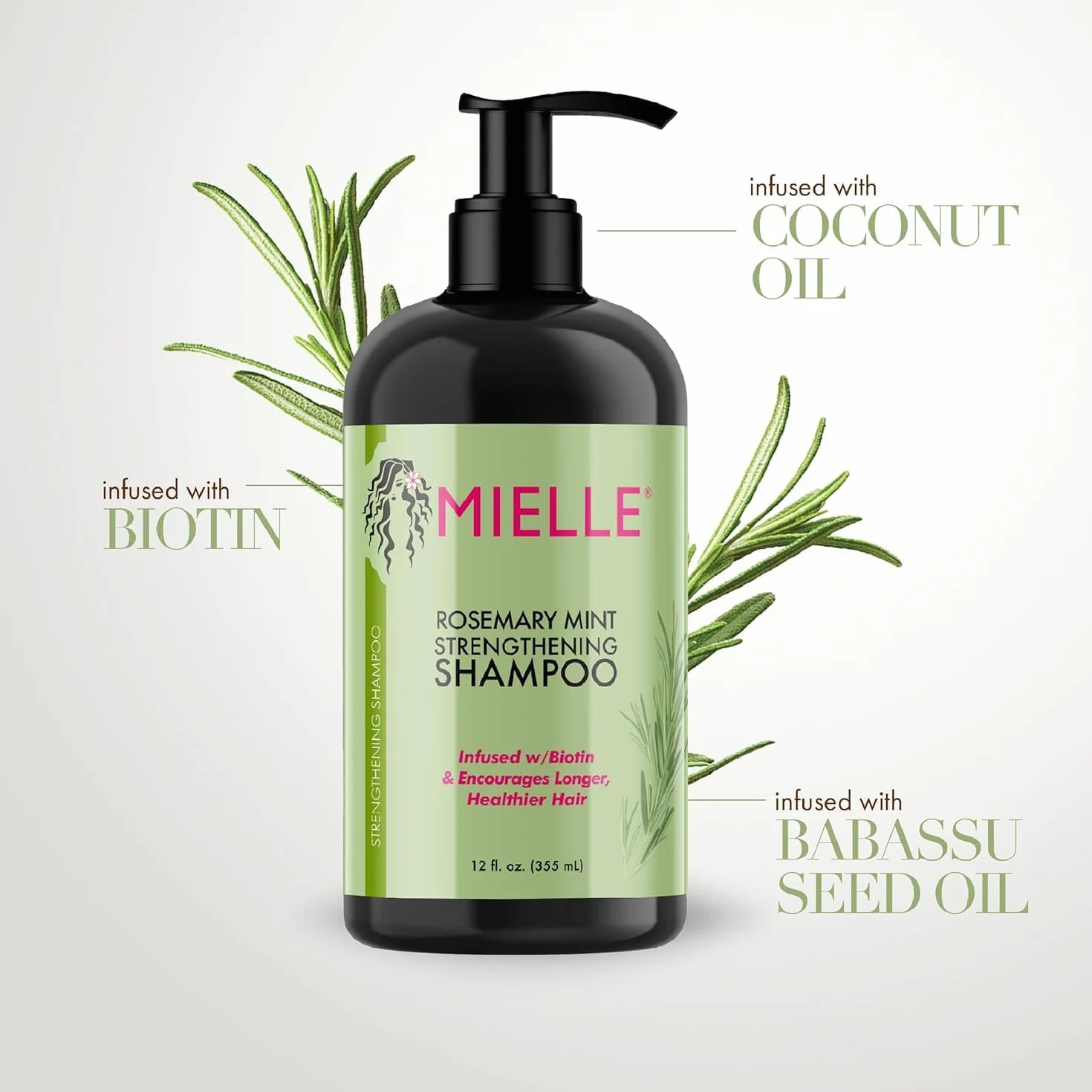 Mielle Champú fortalecedor de menta y romero con biotina 12.5 oz