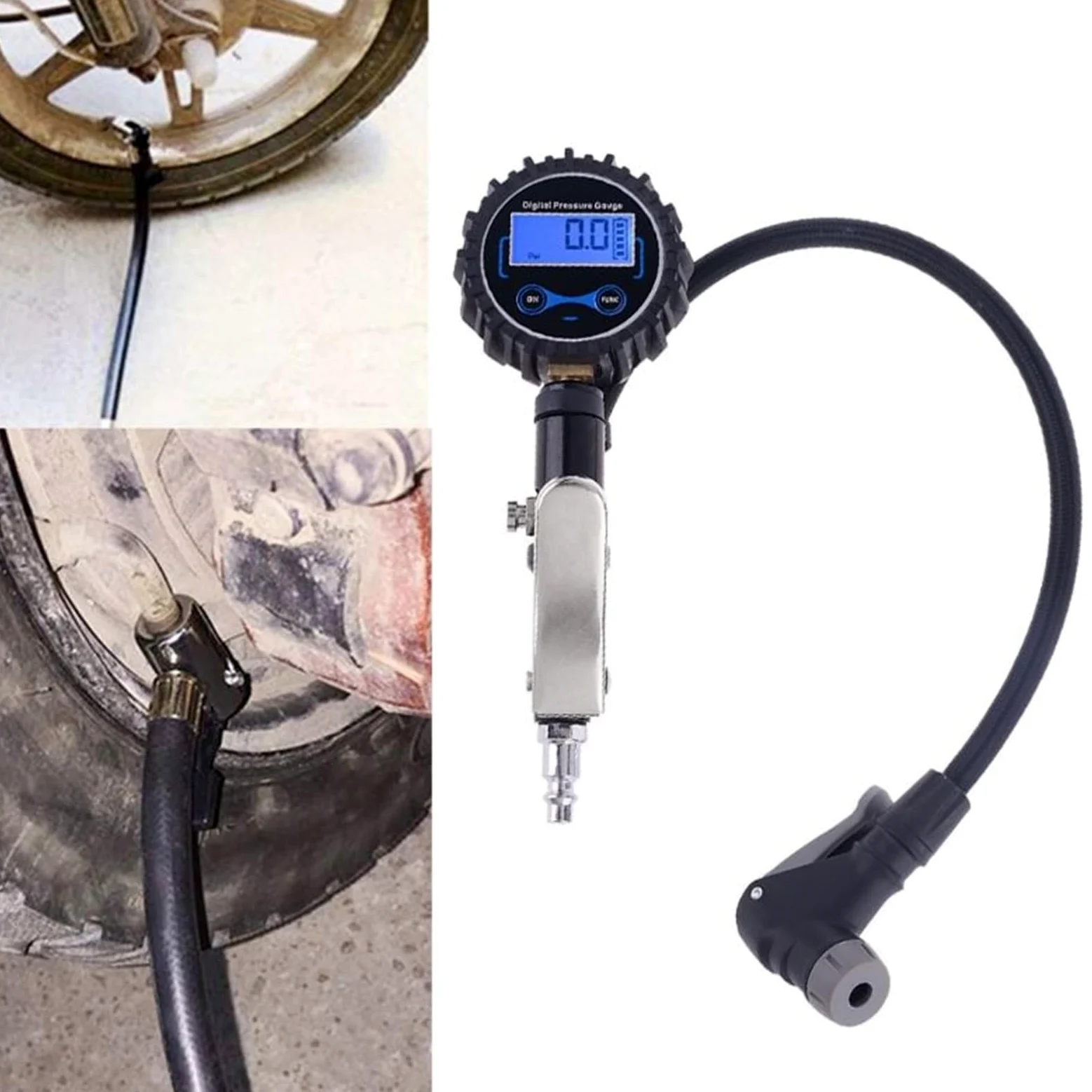 Manometro Presion Neumaticos Inflador de neumáticos digital con manómetro Pistola de inflado automático de aire resistente 0-200 PSI Medidor Presion Neumaticos