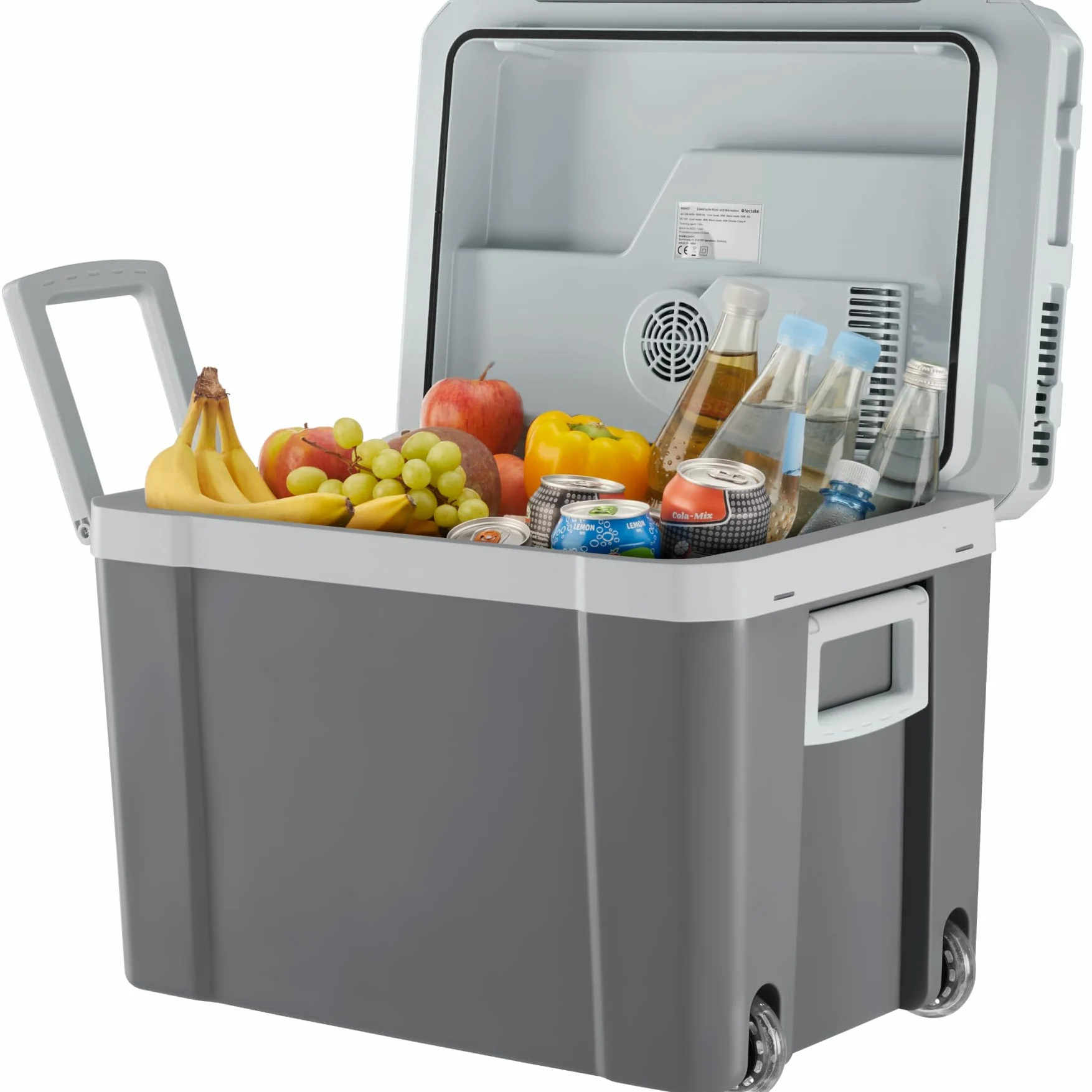 tectake® Nevera Portatil Electrica de 35L con Función de Calentamiento y Refrigeración, Modo ECO, Nevera Pequeña, 230 V y 12 V para Accesorios Coche, Camping, Accesorios Camper - 35 x 52,5 x 40 cm