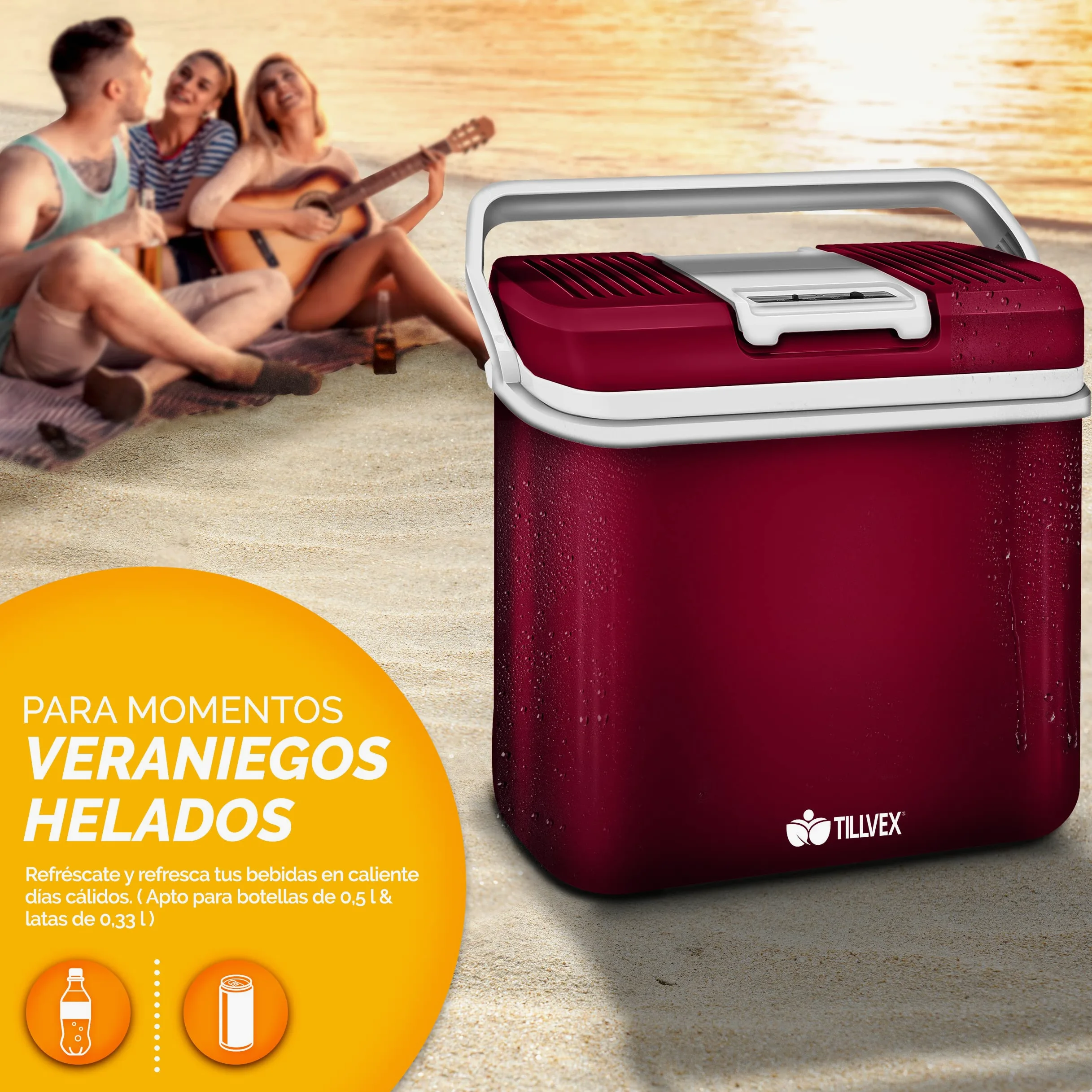 tillvex Nevera portátil eléctrica de 24 litros | Mini Nevera portátil de 230 V y 12 V para vehículos Coches Camping | Enfría y calienta | Modo ecológico