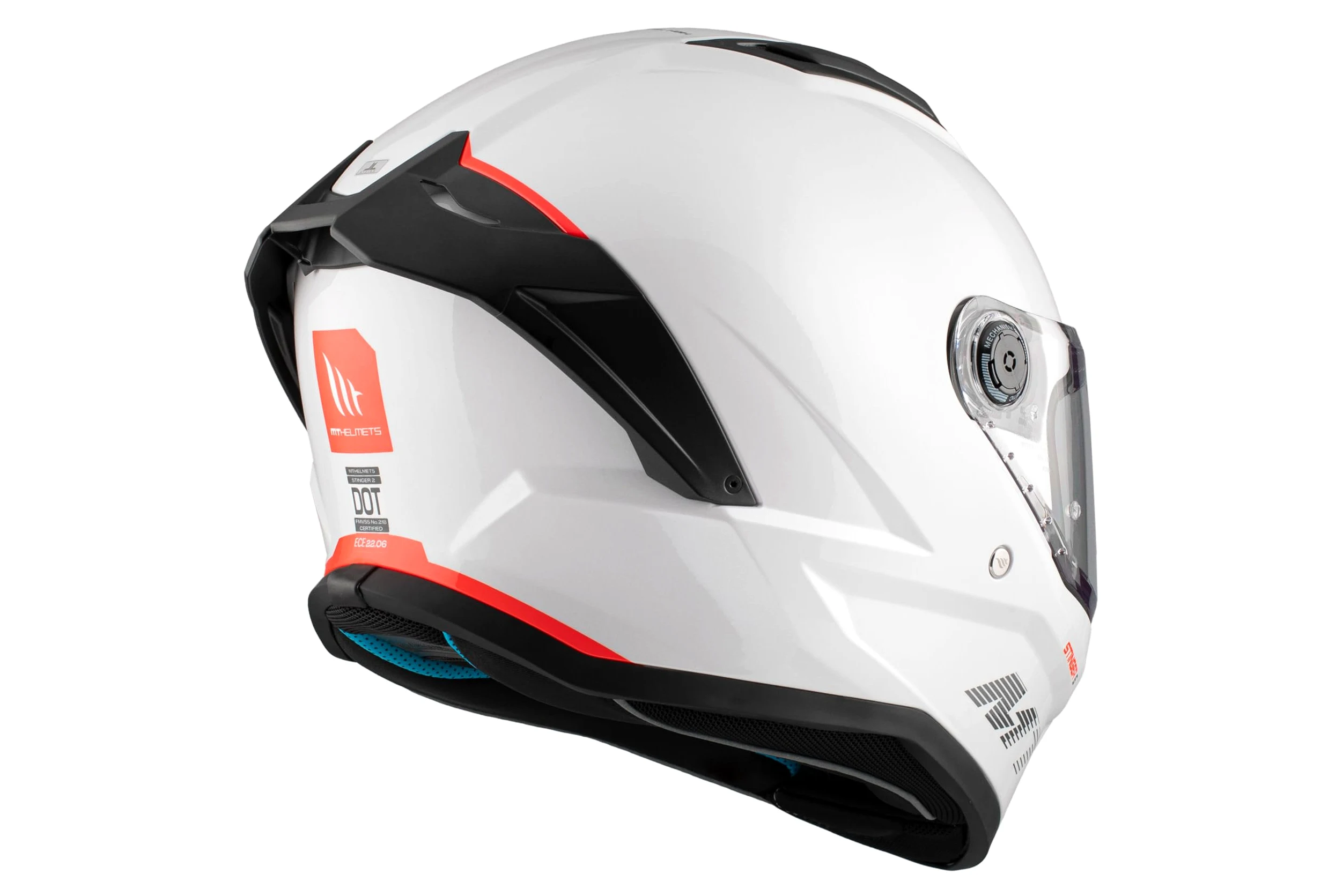 MT Helmets Stinger 2 – Casco Moto Integral Deportivo con Pantalla Antivaho Compatible con Pinlock, Visor Solar Full Vision, Interior Lavable y Calota HIRP | Homologado ECE 22.06 & Dot