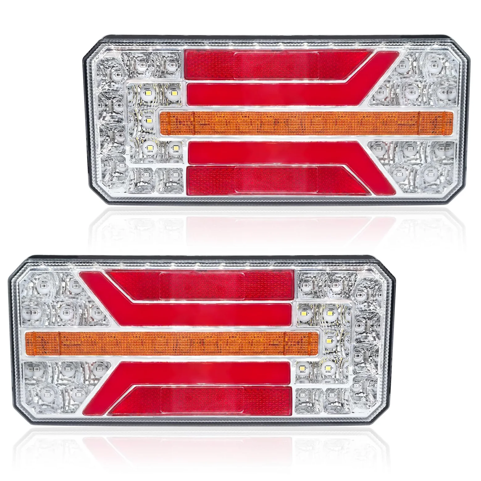 2 * luces traseras para remolques de auto, luz led para camiones 6-in-1, impermeable, 12 V 24 V universal, certificado ECE