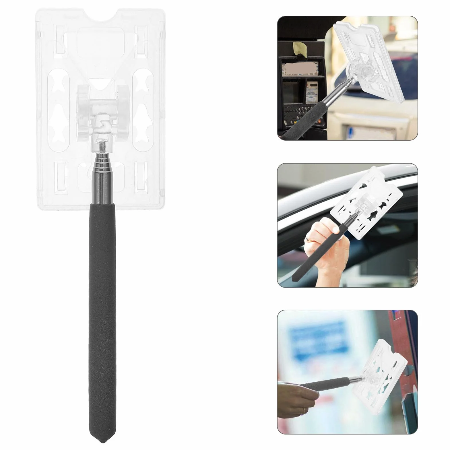 MERRYHAPY Soporte para Tarjeta de Aparcamiento Barra de Alcance Retráctil, Accesorio Compacto y Resistente para Pagos de Peaje en Aparcamientos Residenciales, Ayuda Práctica para