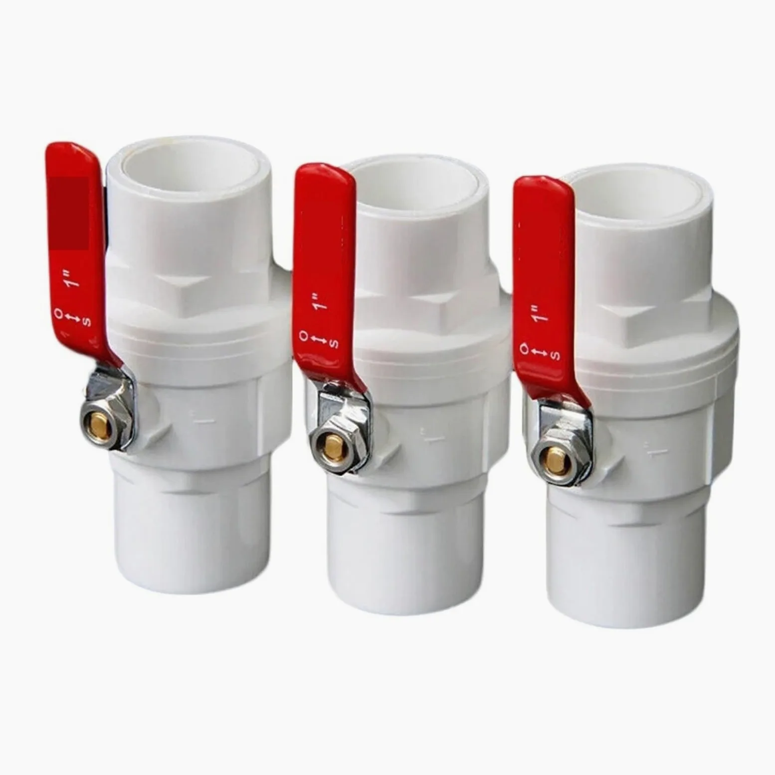 Válvula de bola PVC con mango rojo, soldadura solvente, 2 vías, extremos deslizantes, cierre agua, controlador flujo, for tubería diámetro interior 20 mm a 125(50mm)