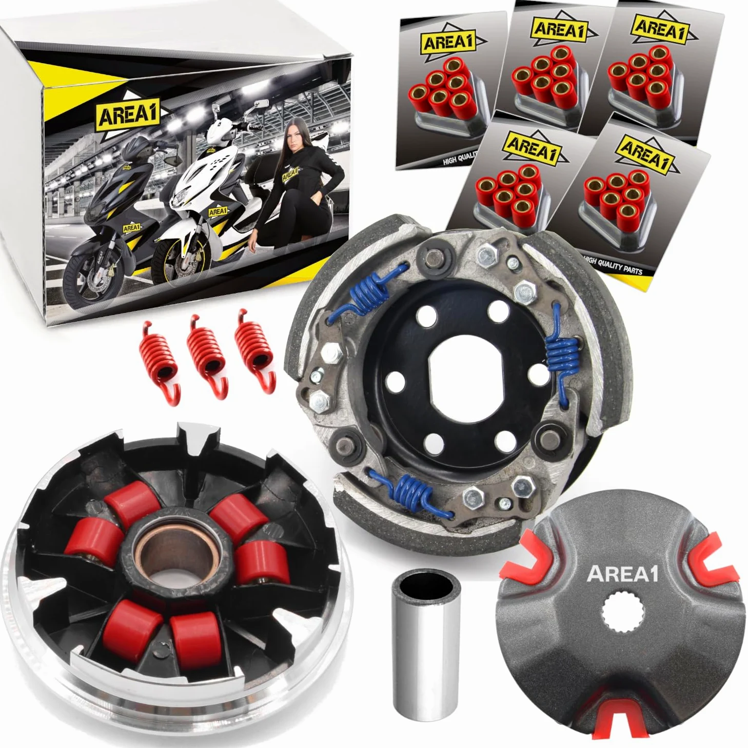 Area1 Juego de variador de tuning con embrague tuning para scooter con motor de 50 cc 2T compatible con Aerox Neos Jog Nitro Ovetto Mach G Booster Italjet