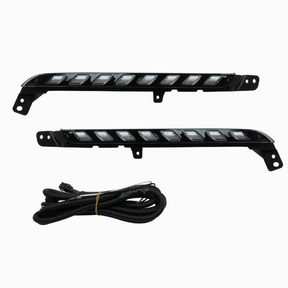 Luces de circulación diurna Riloer, luz LED ámbar + luz blanca, luz de advertencia para automóvil, indicadores de luz de emergencia de 12 V compatibles con Toyota Hilux Revo Rocco 2020-2021