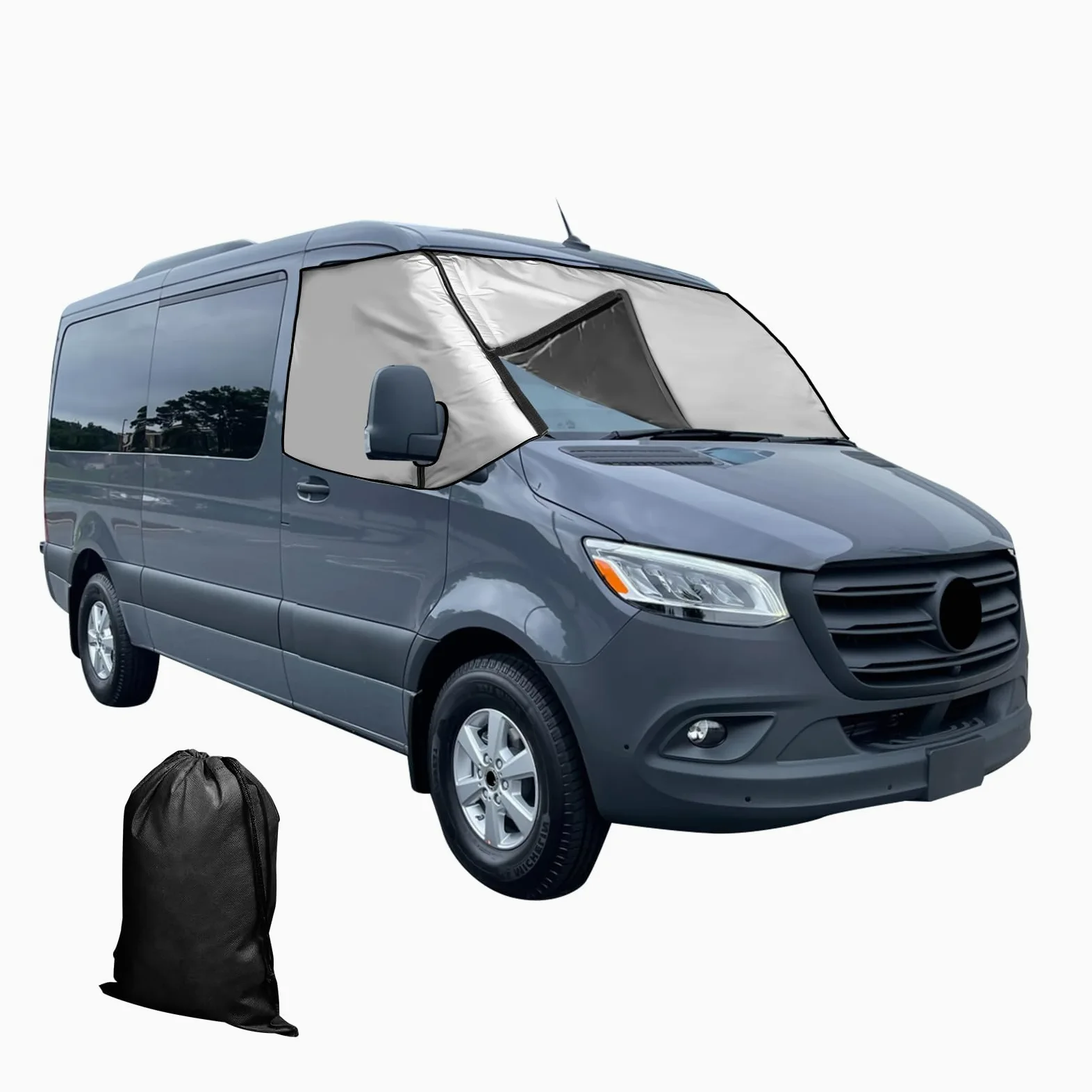 JOJOCY Cubierta para parabrisas delantero para Mercedes Sprinter 2019-2025, tela Oxford gruesa 210D desmontable, cubierta para parabrisas de coche, protección solar, protección contra el hielo, polvo
