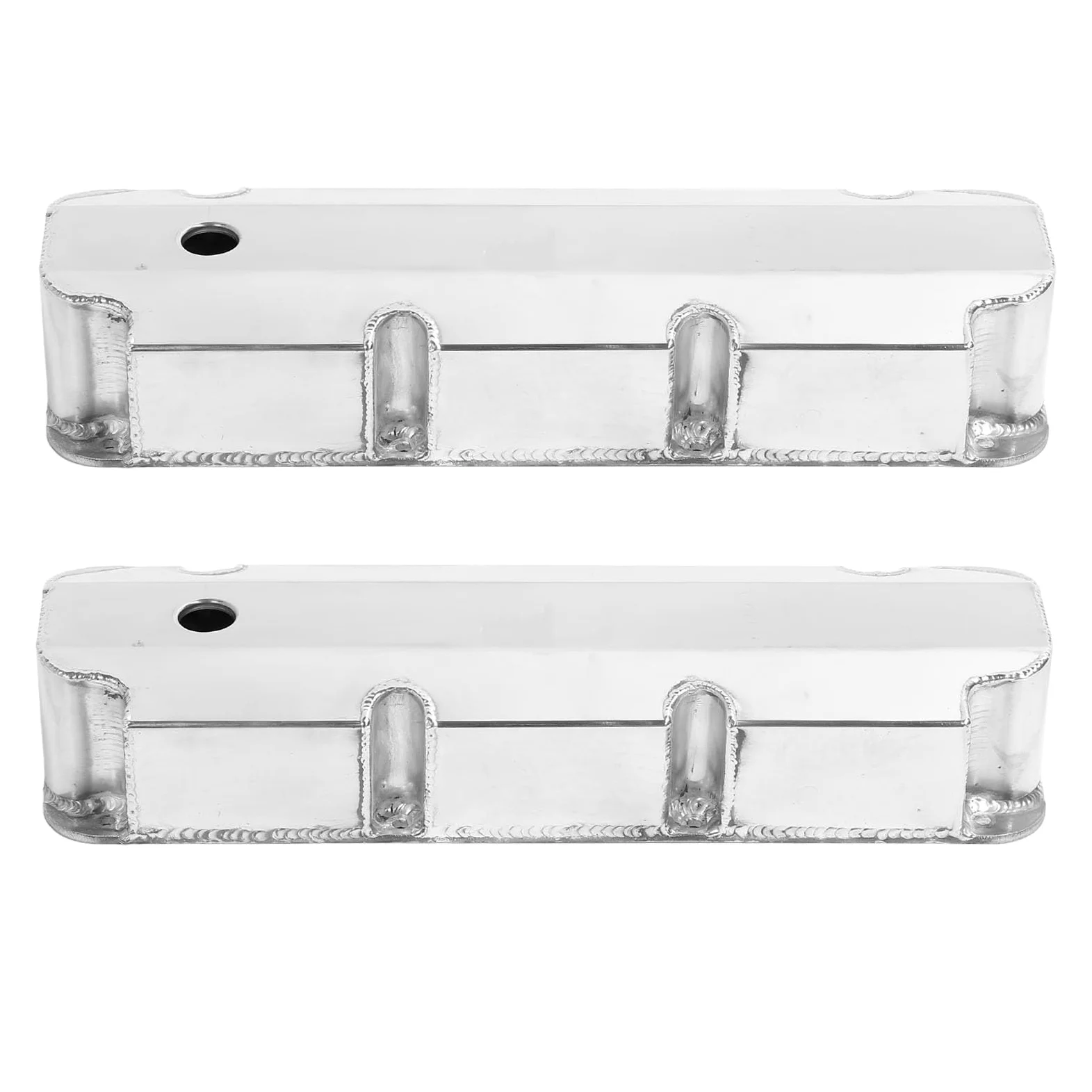 Dioche Tapas de Válvulas de Aleación de Aluminio Fabricadas en Plata Pulida E41363P para Motores V8 429-460 de 1968 en Adelante - Diseño Alto con Orificio de Ventilación de ID de -/4 pulg.