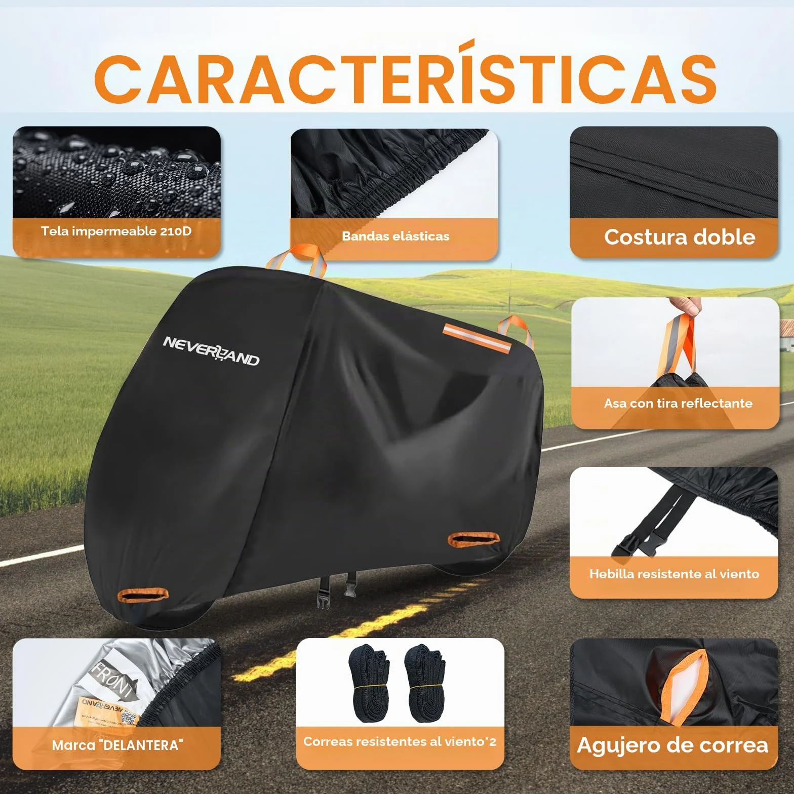 NEVERLAND Funda Moto Impermeable para Motocicleta, Funda para Motos Exterior Impermeable 295 x 110 x 140 cm Tejido Oxford 210D Cubre Moto Exterior Interior, Cubierta para Motocicleta Scooter(XXXL)