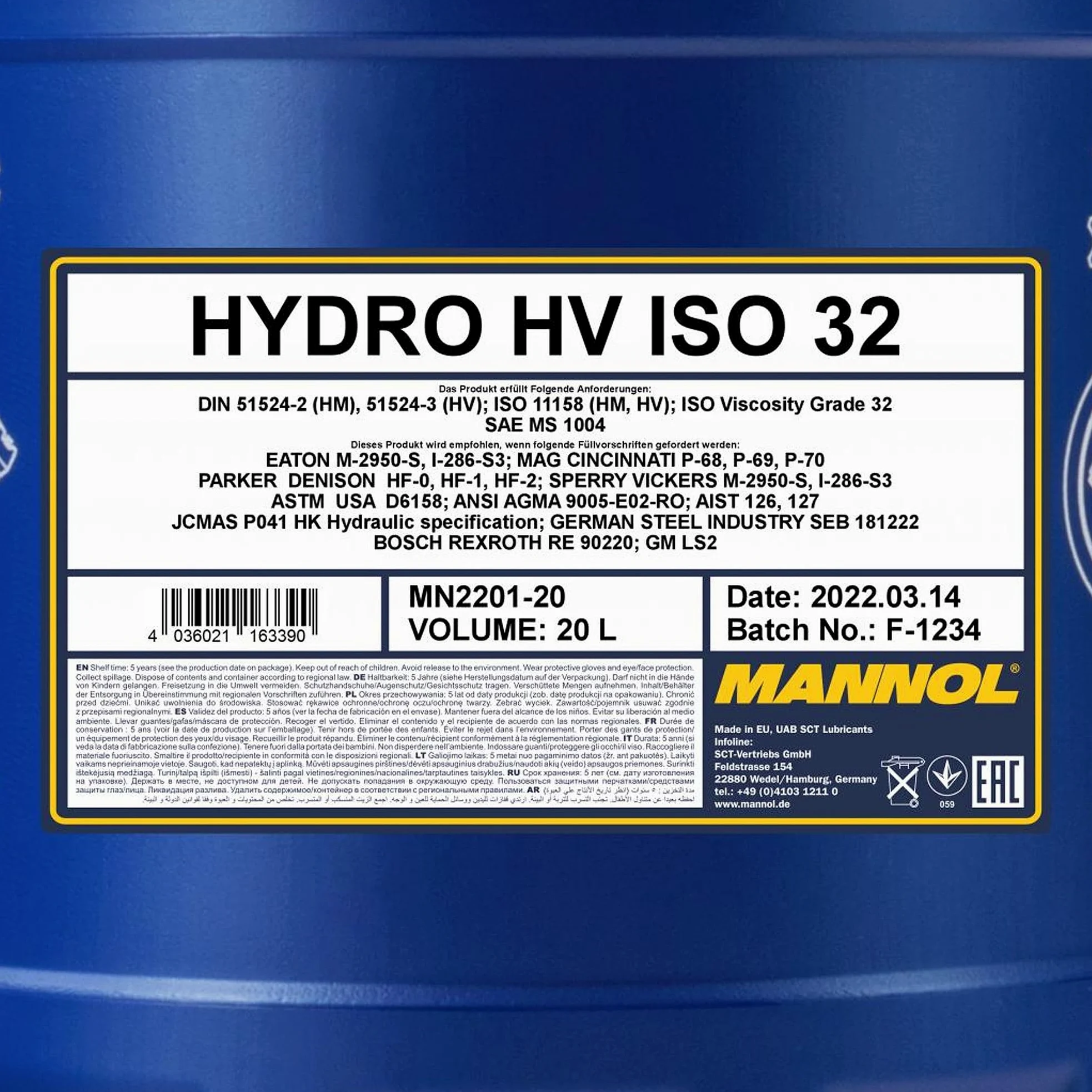 MANNOL MN2201-20 Aciete hidráulica principal 20L