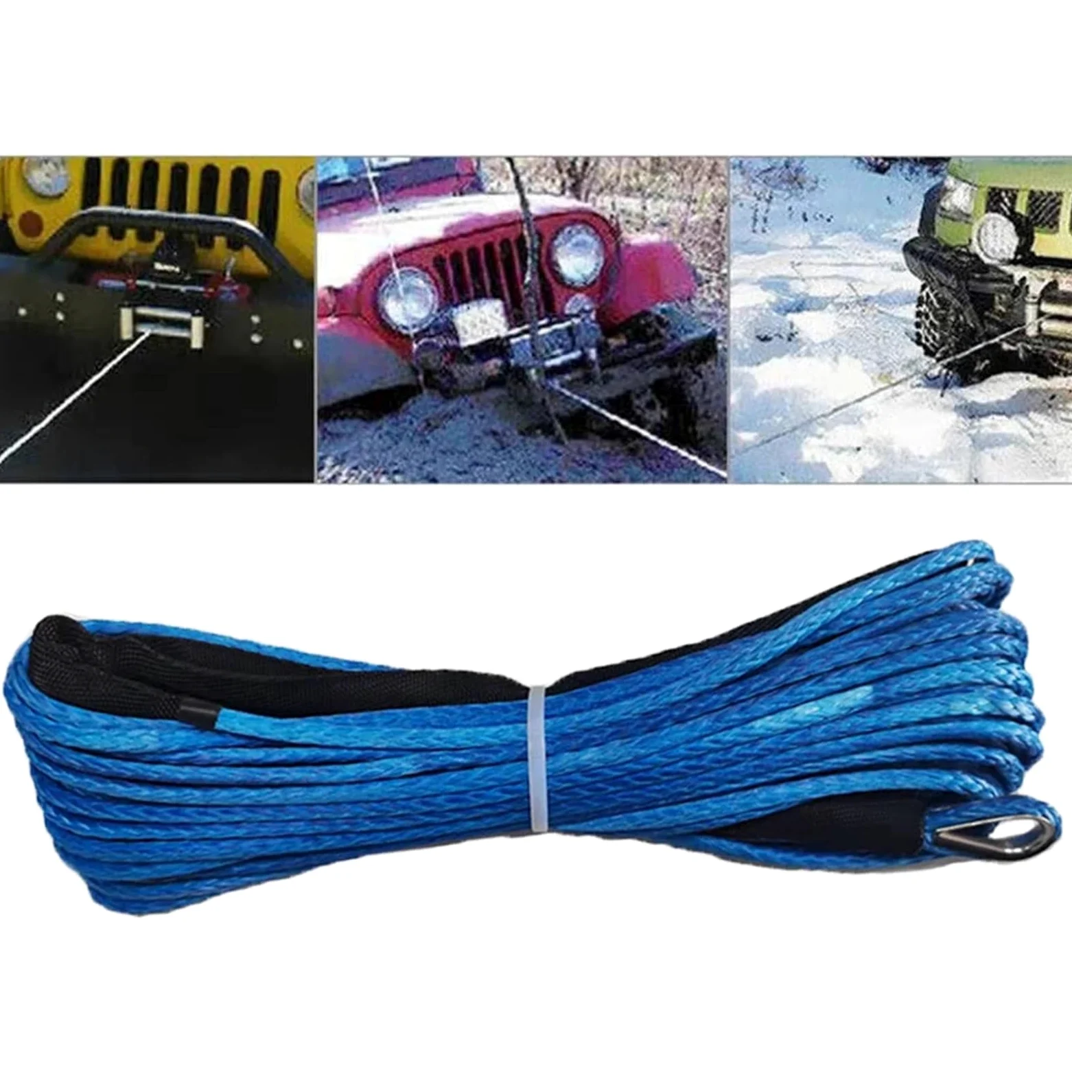 Cuerda de Tracción Cable de tracción sintético Multicolor de 9,5 mm x 30 m for cabrestante, Cable de tracción de Fibra, Accesorio for Coche