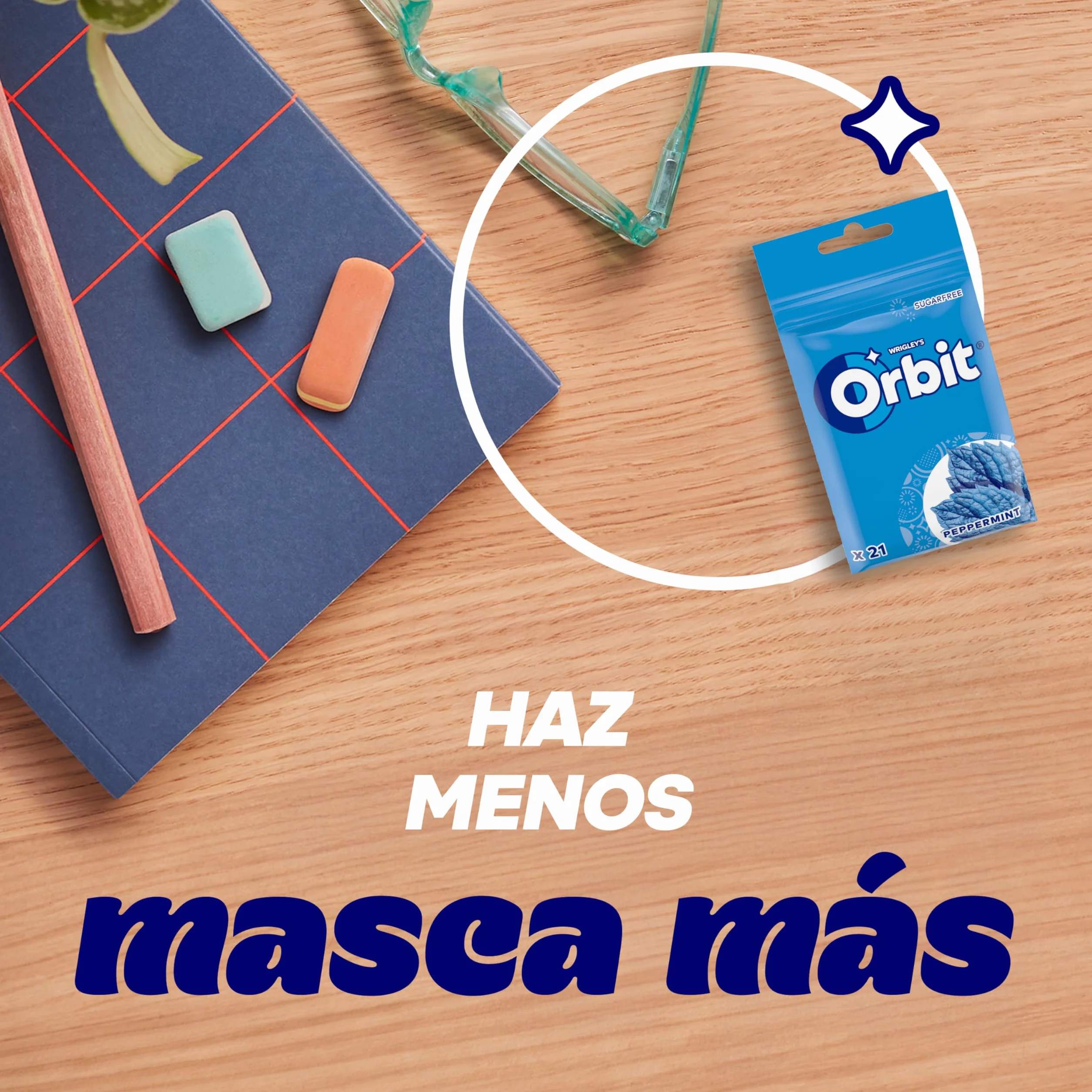 Orbit Bolsa de Chicles Sin Azúcar Sabor Menta Fresco Intenso Larga Duración 21 Chicles