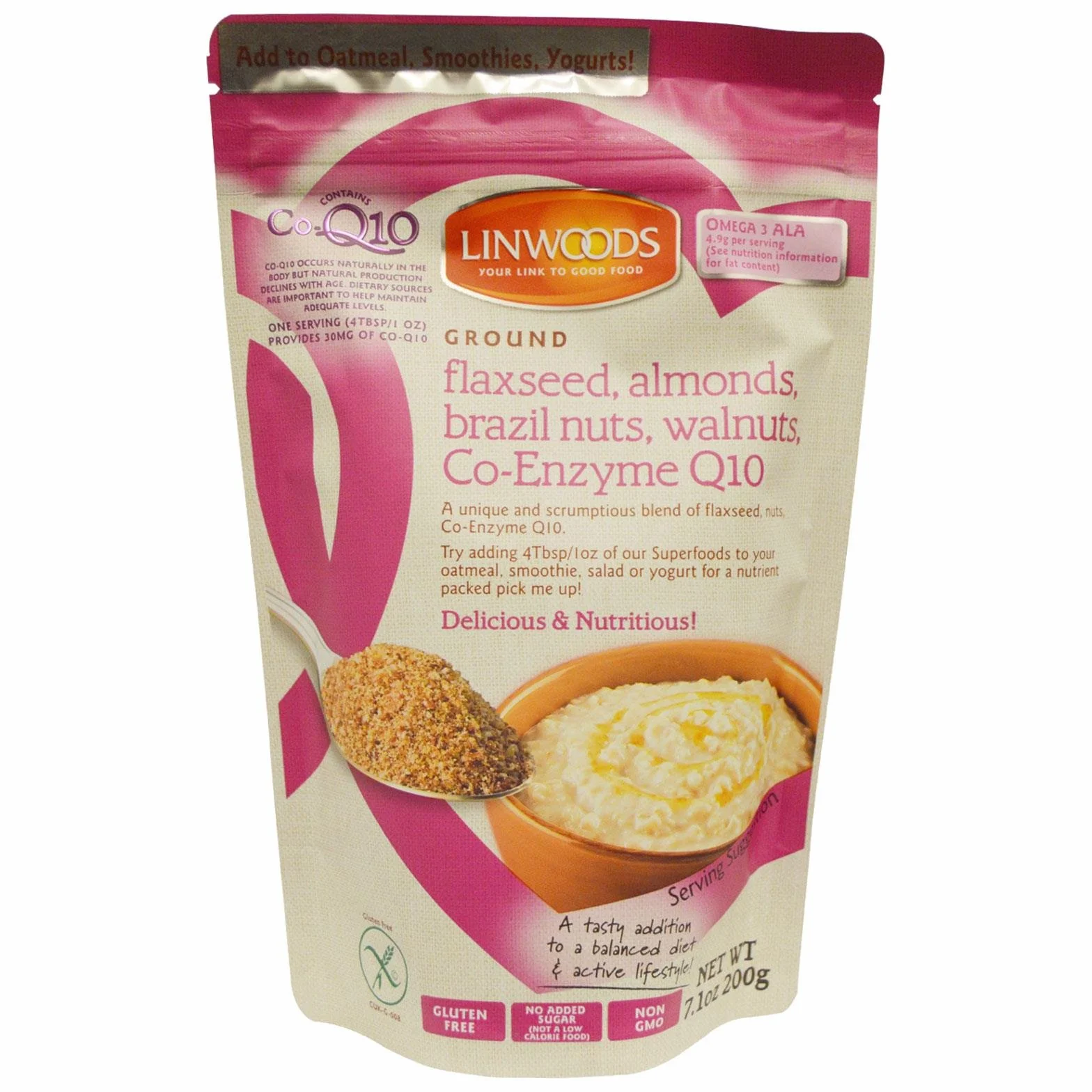 Linwoods Linaza Almendras Nuez de Brasil Nueces Molidas Q10 200g