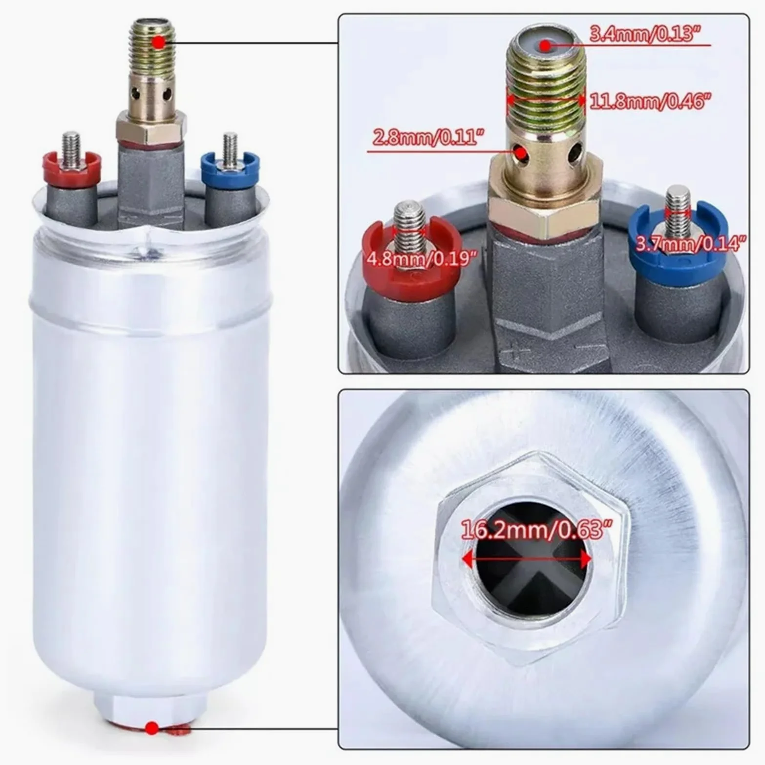 bomba de combustible electrónica Compatible con bomba de combustible externa de alto flujo Classy-2X 044 + soporte doble y colector de salida AN8 Bomba combustible eléctrica