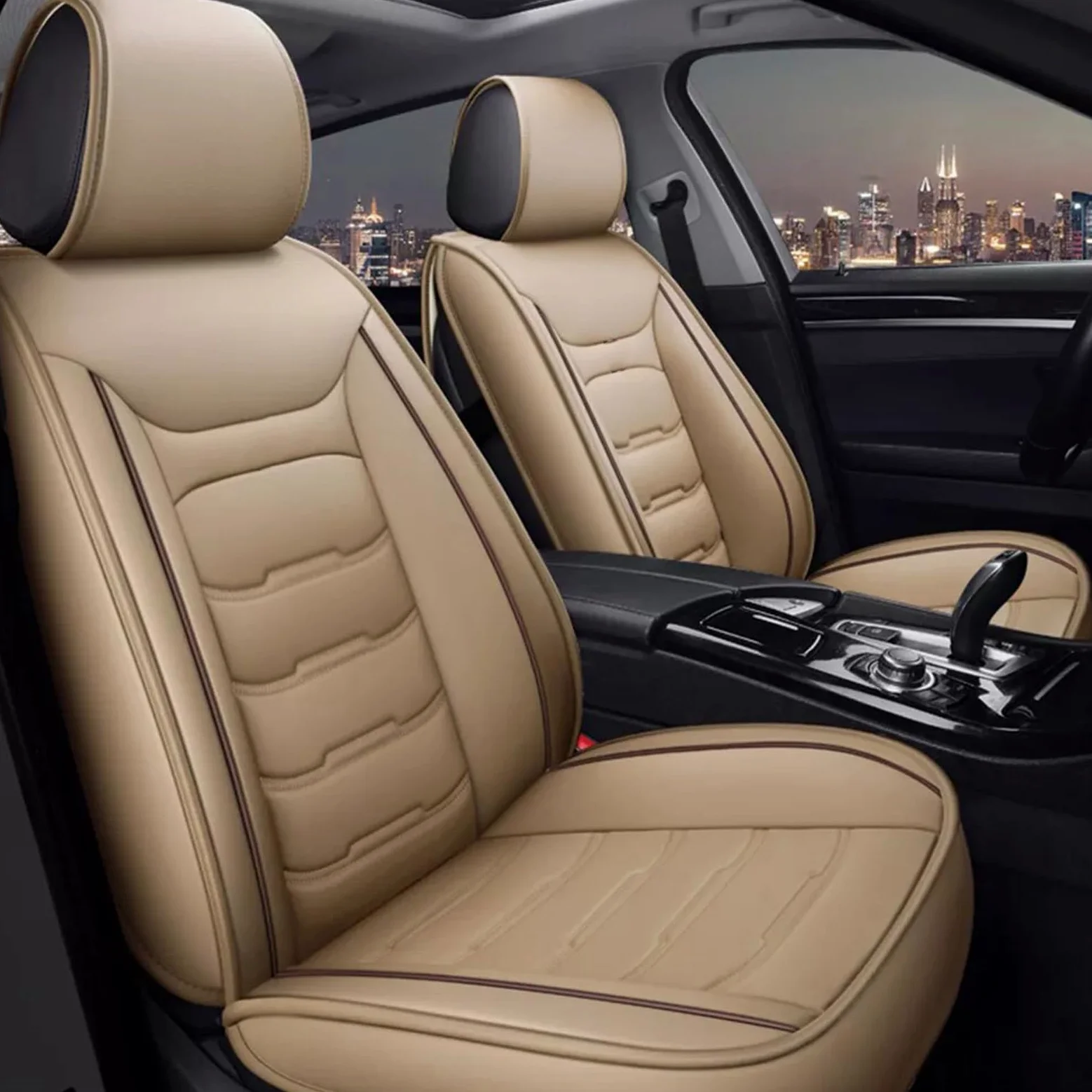 SePkus Funda Asientos Coche para Audi A4 (B6/B7) Avant Cubierta de Asiento,Juego Completo de Protectores de Asiento de Coche de Cuero,Fundas para Asientos Delanteros y Traseros de Coche