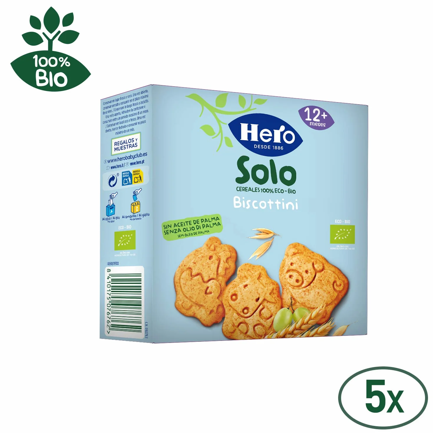 Hero Solo Galletas de Animales Infantiles Ecológicas Pack 5x100 g