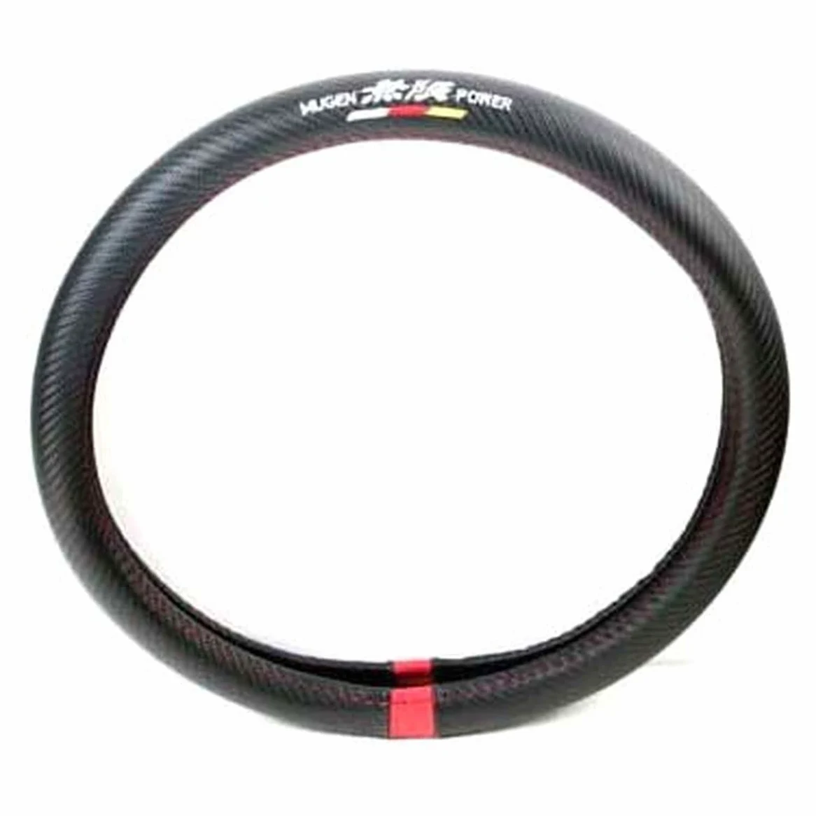 Kune Funda de volante de cuero estilo deportivo de fibra de carbono para Mugen Power de 15 pulgadas de diámetro, universal