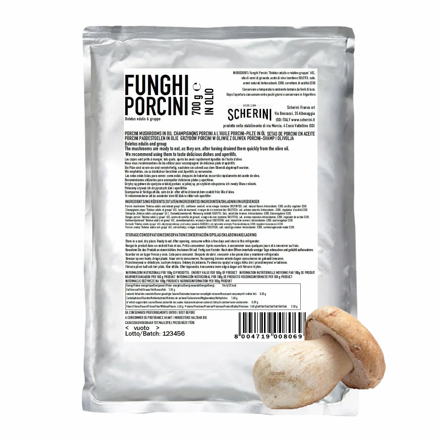 Setas porcini bajo aceite 700 g para restauración
