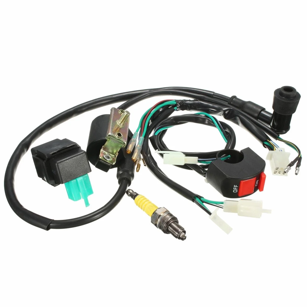 Viviance Cableado Telar Kill Switch Bobina Cdi Spark Plug Kit Compatible con 110Cc 125Cc 140Cc Pit Bike