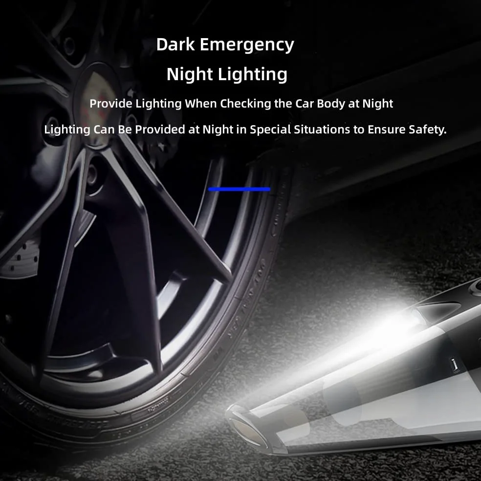 Aspirador de coche con cable con bomba de aire, aspiradoras de mano de alta succión 12000pa, inflador neumáticos de coche digital con manómetro, apagado automático y luz LED, aspiradora de mano 12 V