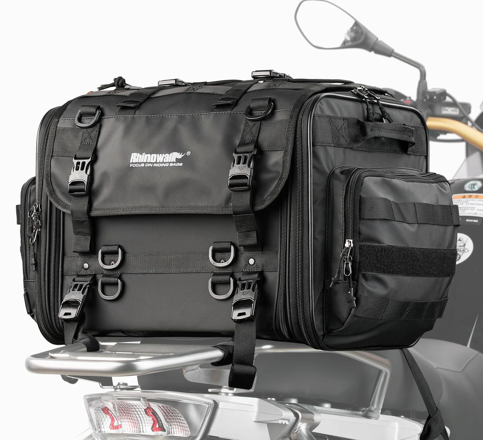 Rhinowalk - Alforja para Moto de 40-60 l, Impermeable, para Asiento Trasero