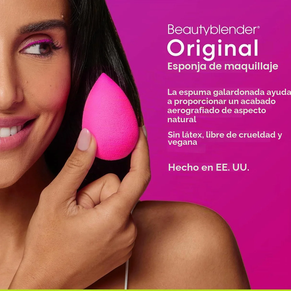 Beautyblender® Original Rosa Esponja de Maquillaje Mezcla Bases Polvos Cremas Reutilizable Lavable