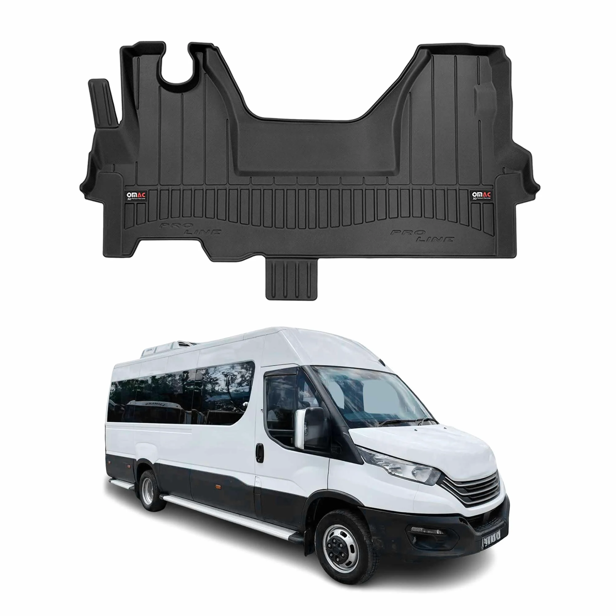 OMAC Alfombrillas de Goma Compatibles con Iveco Daily 2014-2025 Premium TPE Alfombrillas de Coche Negro 1x