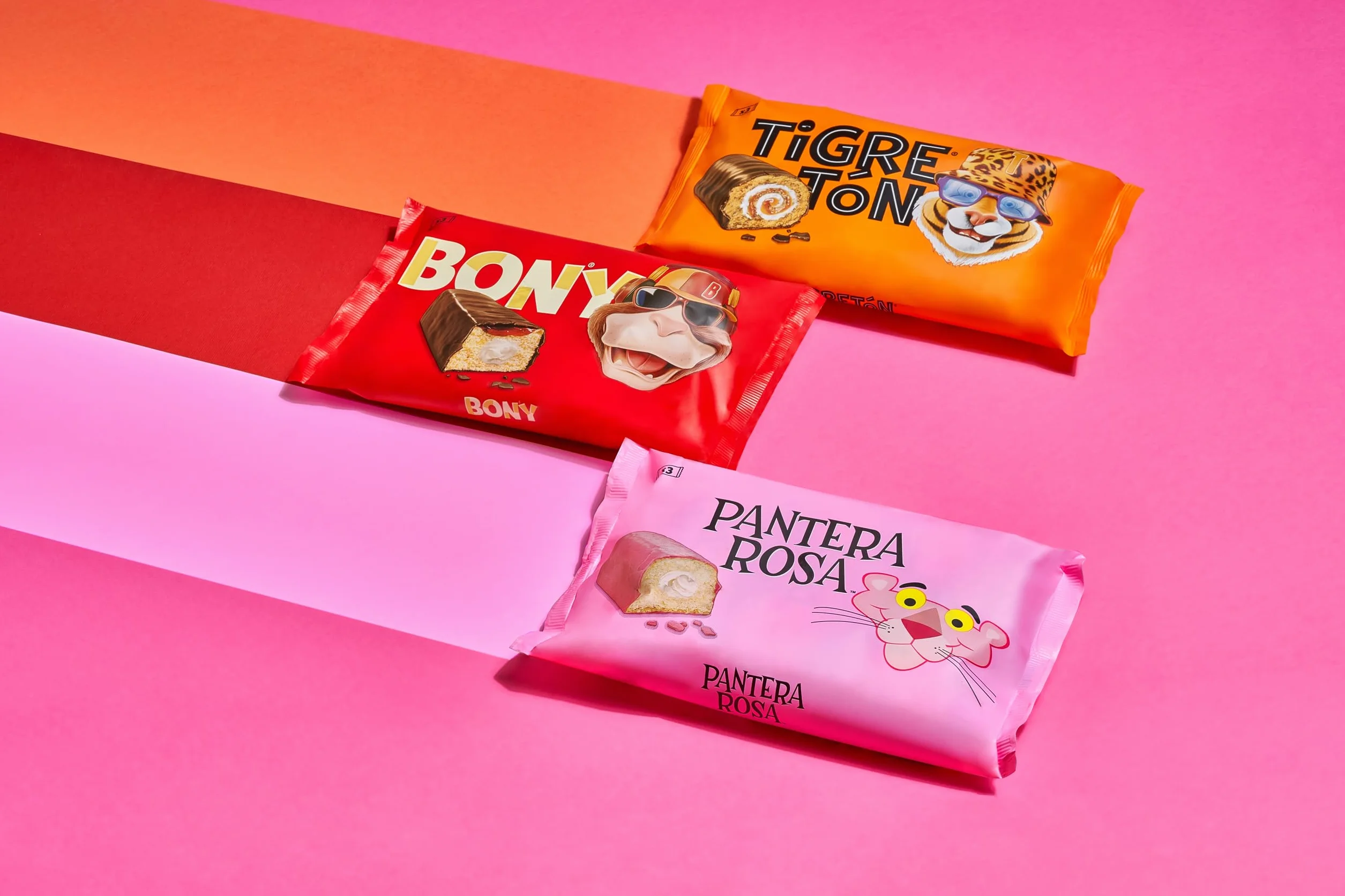 Bimbo Pantera Rosa Bizcocho Relleno de Crema con Cobertura Crujente Rosa, 3 unidades 165 g