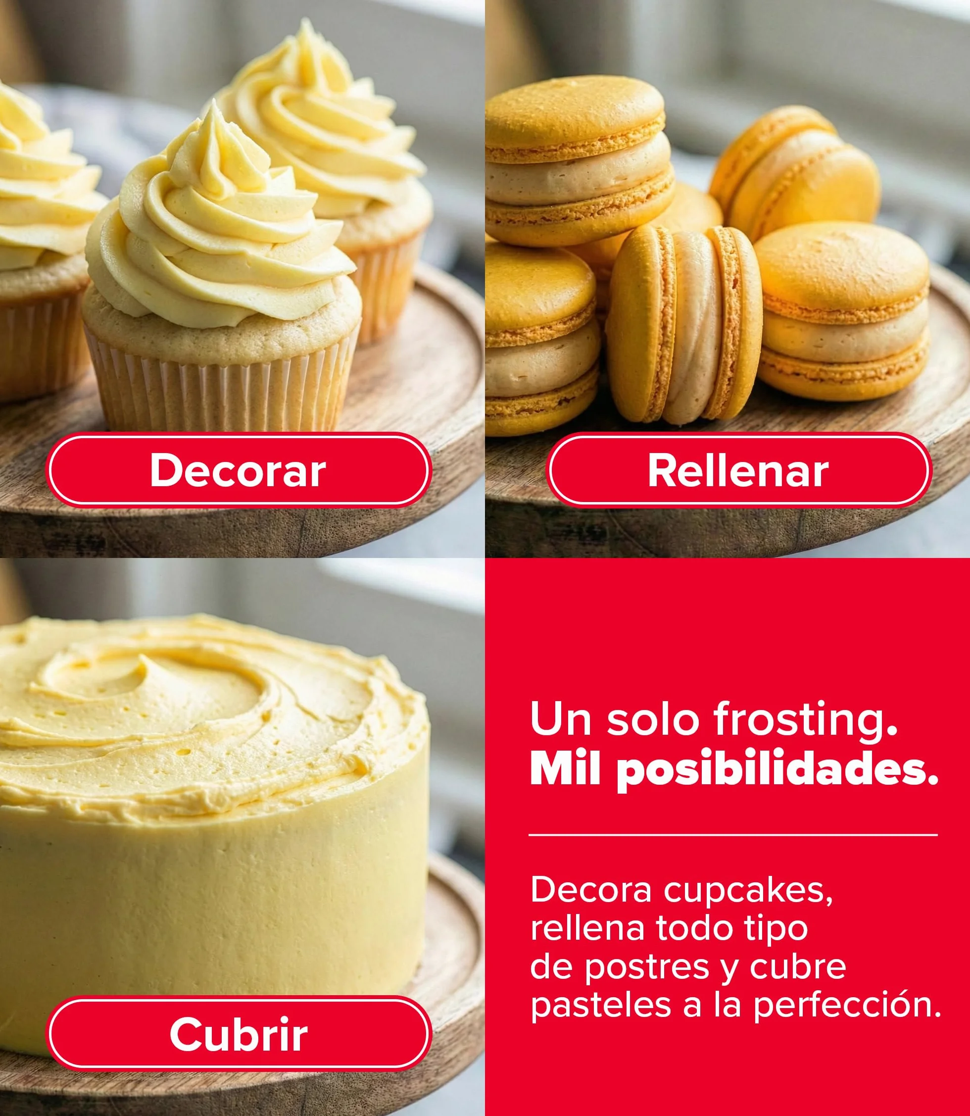 dekora Preparado en polvo para crema sabor vainilla Frosting Buttercream 300 g sin gluten