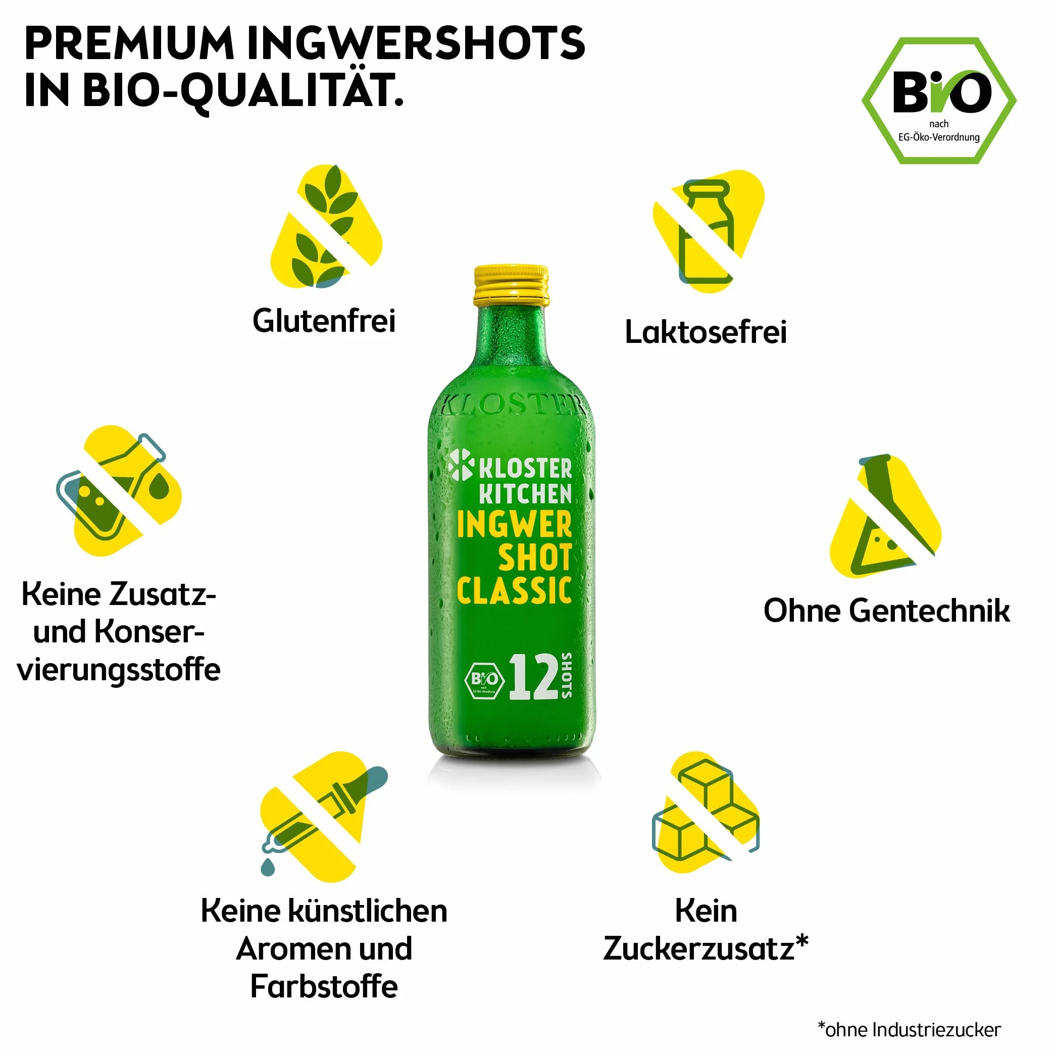 Kloster Kitchen Organiczny zestaw degustacyjny imbiru + 6 x 30 ml z autentycznymi kawałkami, zestaw prezentowy imbirowy, wegański