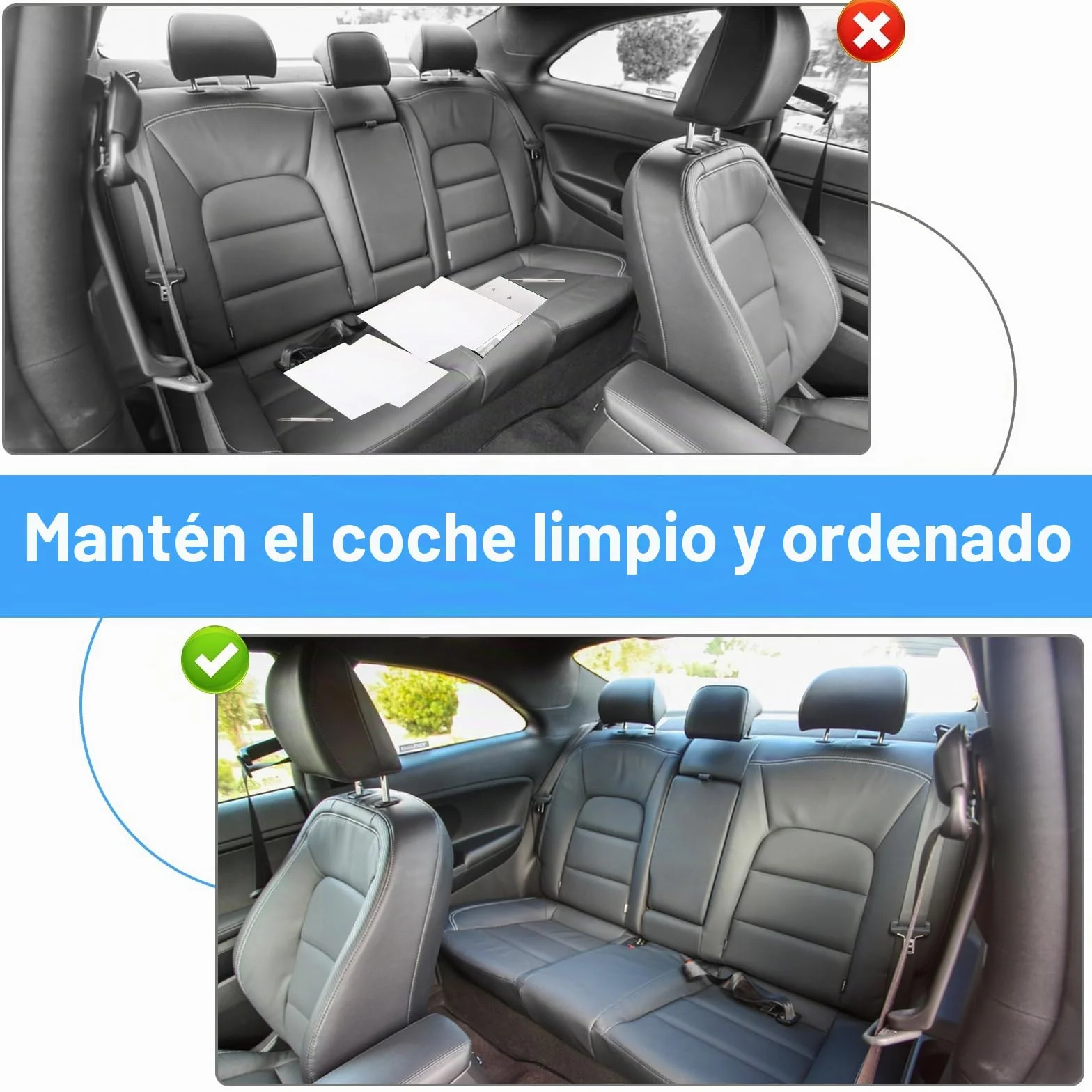 Carpeta para vehículos Carpeta para documentos A5, 24 x 17,5 cm Organizador de guantera para automóvil con múltiples compartimentos, para guardar cheques, facturas, recibos y billetes