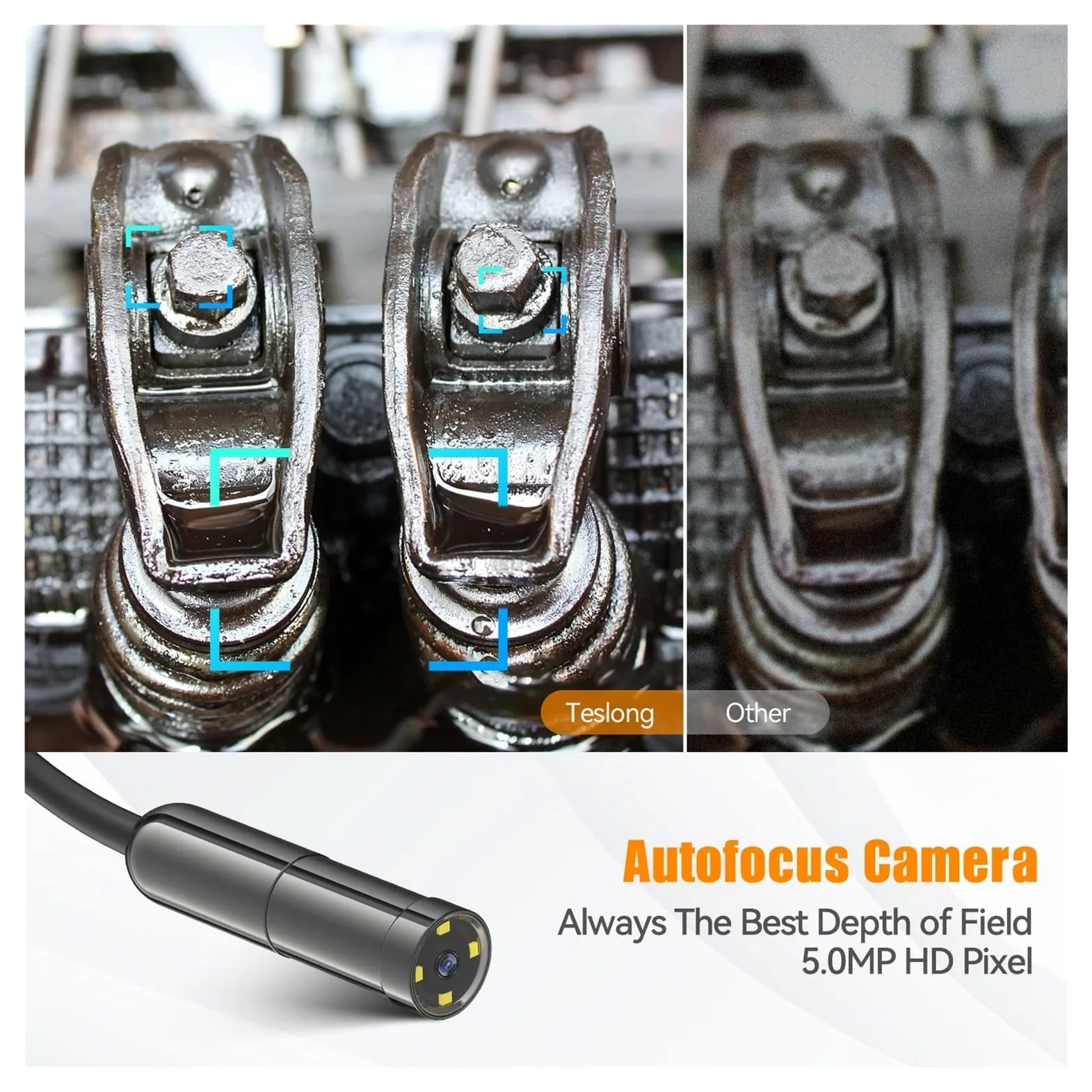 Cámara Endoscópica USB 3 En 1 De 5.0 MP, IP67, Enfoque Automático, Cable Rígido, Boroscopio Industrial For Teléfonos Móviles Imagen En HD