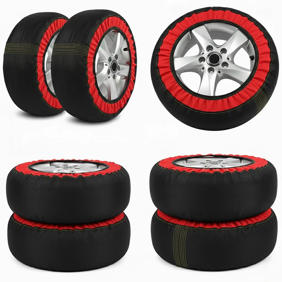 Fundas Textiles para Nieve para Discovery 4 (L319 2009–2016), Cadenas de Tela para Neumáticos de Coche, Proporciona Agarre y Tracción en Nieve y Hielo,4PCS
