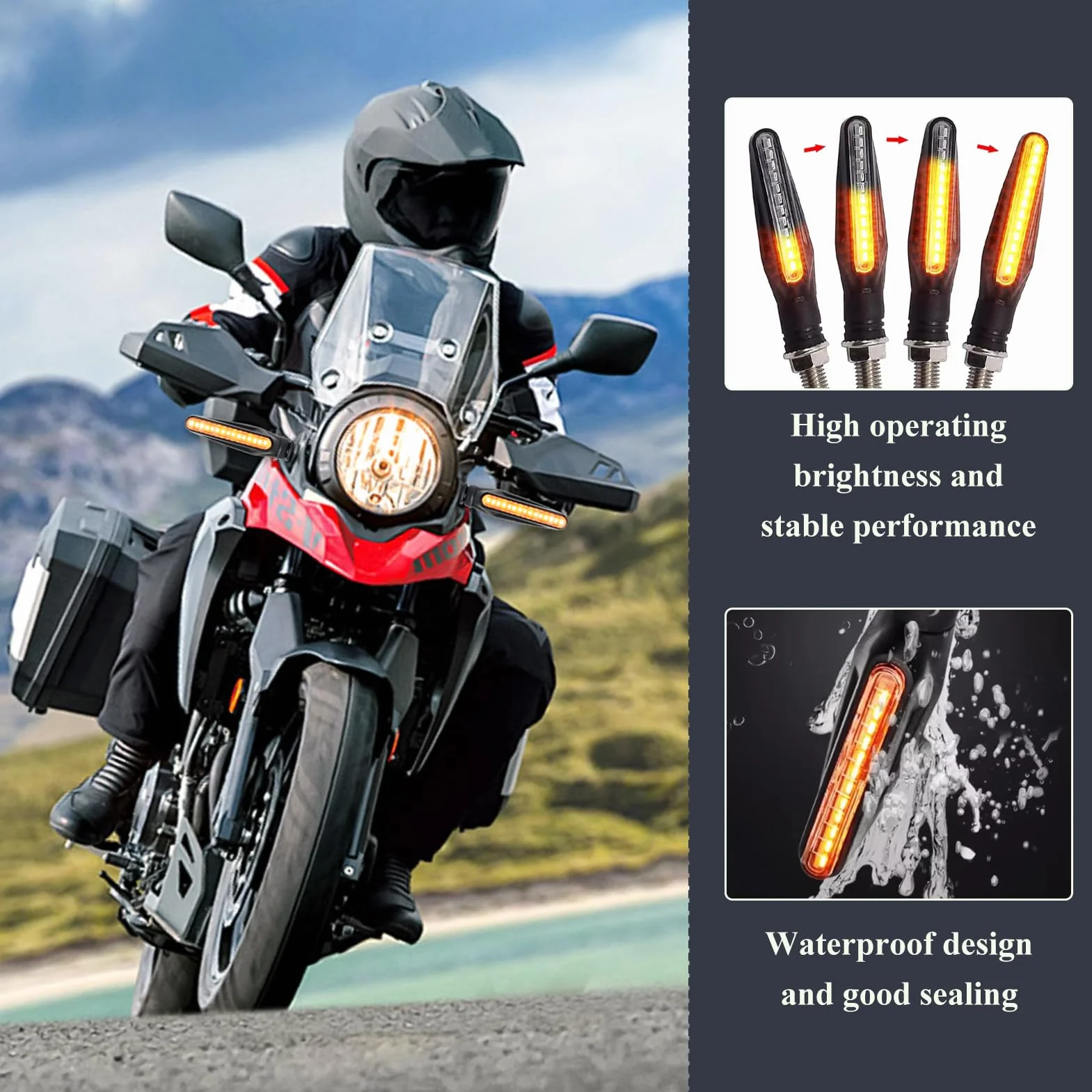 2 Piezas Intermitentes Moto LED 12V Universales, Luz Señal de Giro Ámbar con 12 LED, Luz Estroboscópica Impermeable para Motocicleta Scooter Bicicleta Coche Indicador Señalización Compacto