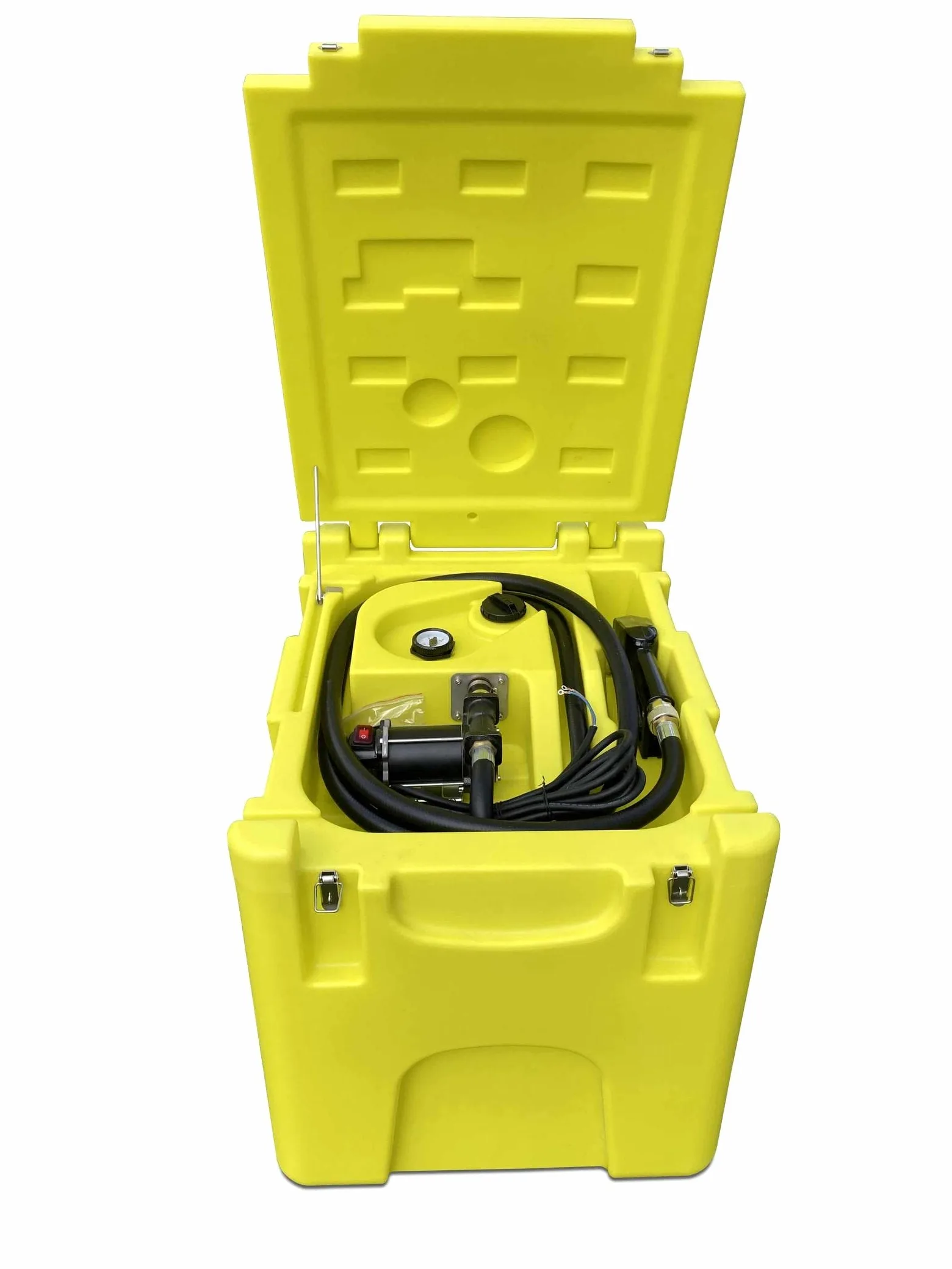 Depósito transportable 200L con bomba 12V 3000L/h, pistola dispensadora de gasoil y aceite, ideal para transporte y suministro nómada