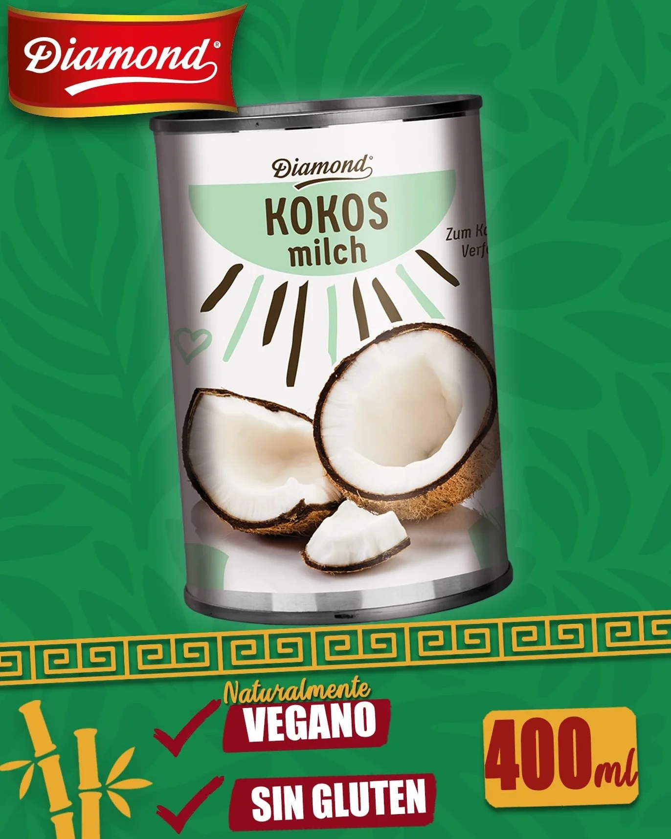 DIAMOND Leche de coco 17% grasa 400 ml vegana sin gluten sin lactosa
