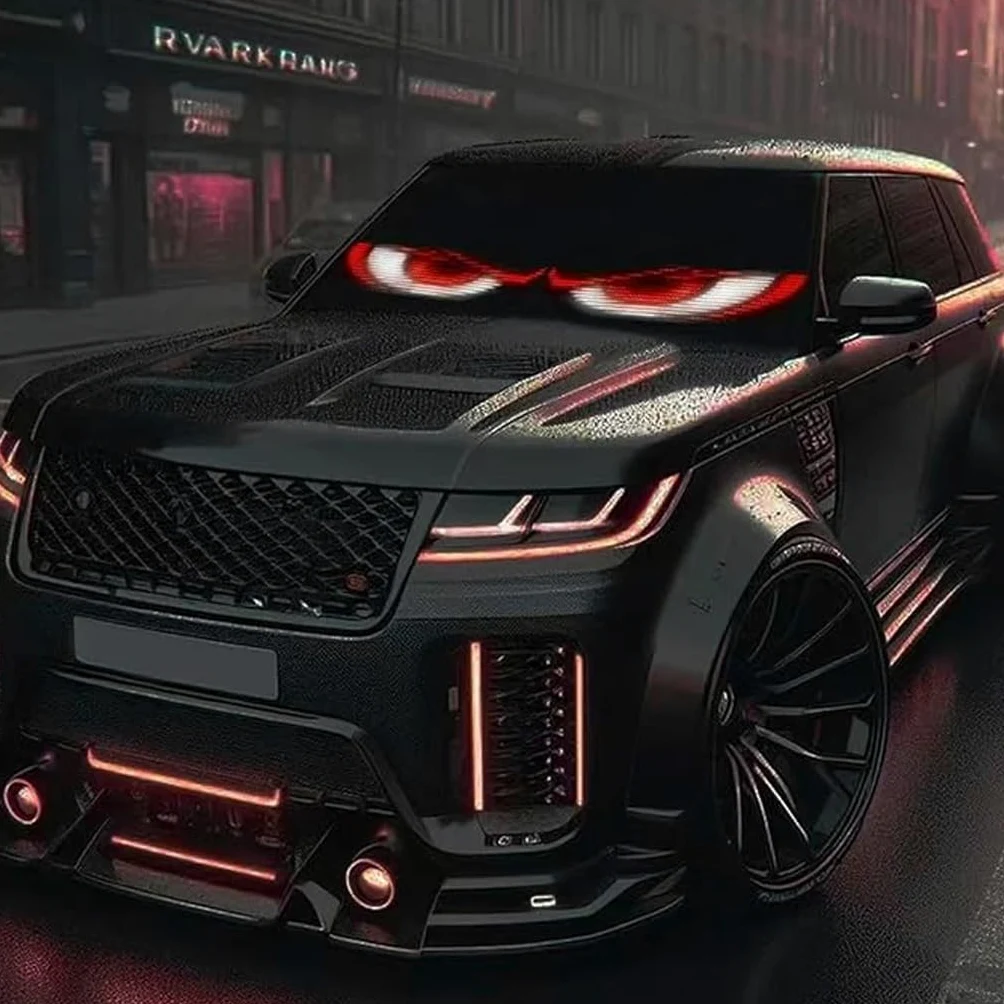 Ojos Led para Camion, Pantalla Led para Coche, Pantalla Led Flexible Coche, Diseño LED Dinámico DIY, Cartel Publicitario(120x595mm)