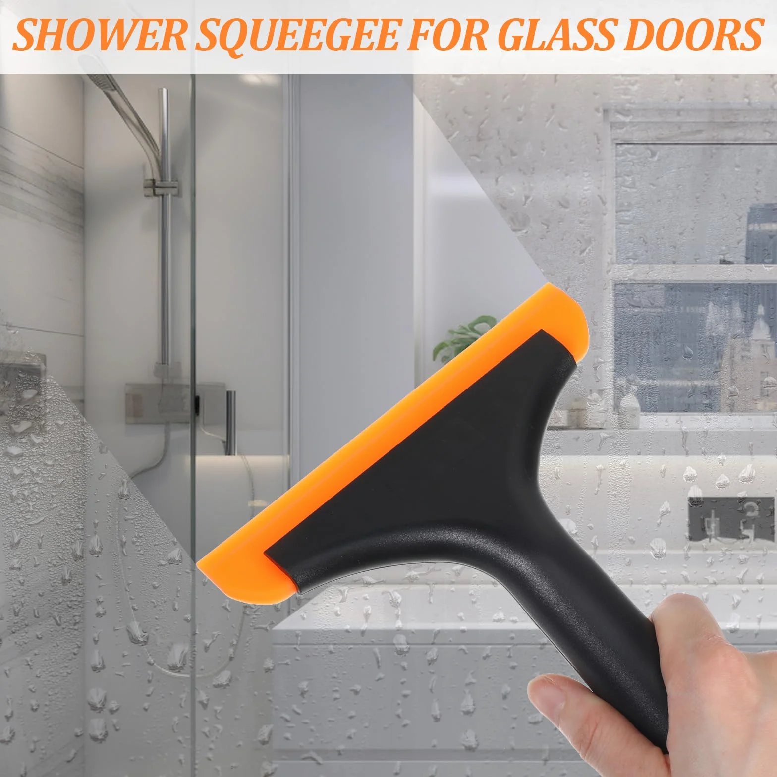 Limpiacristales de silicona para coche, pequeño limpiacristales de ducha, versátil para ventanas de coche, espejos, cristal, cocinas, baño (negro)